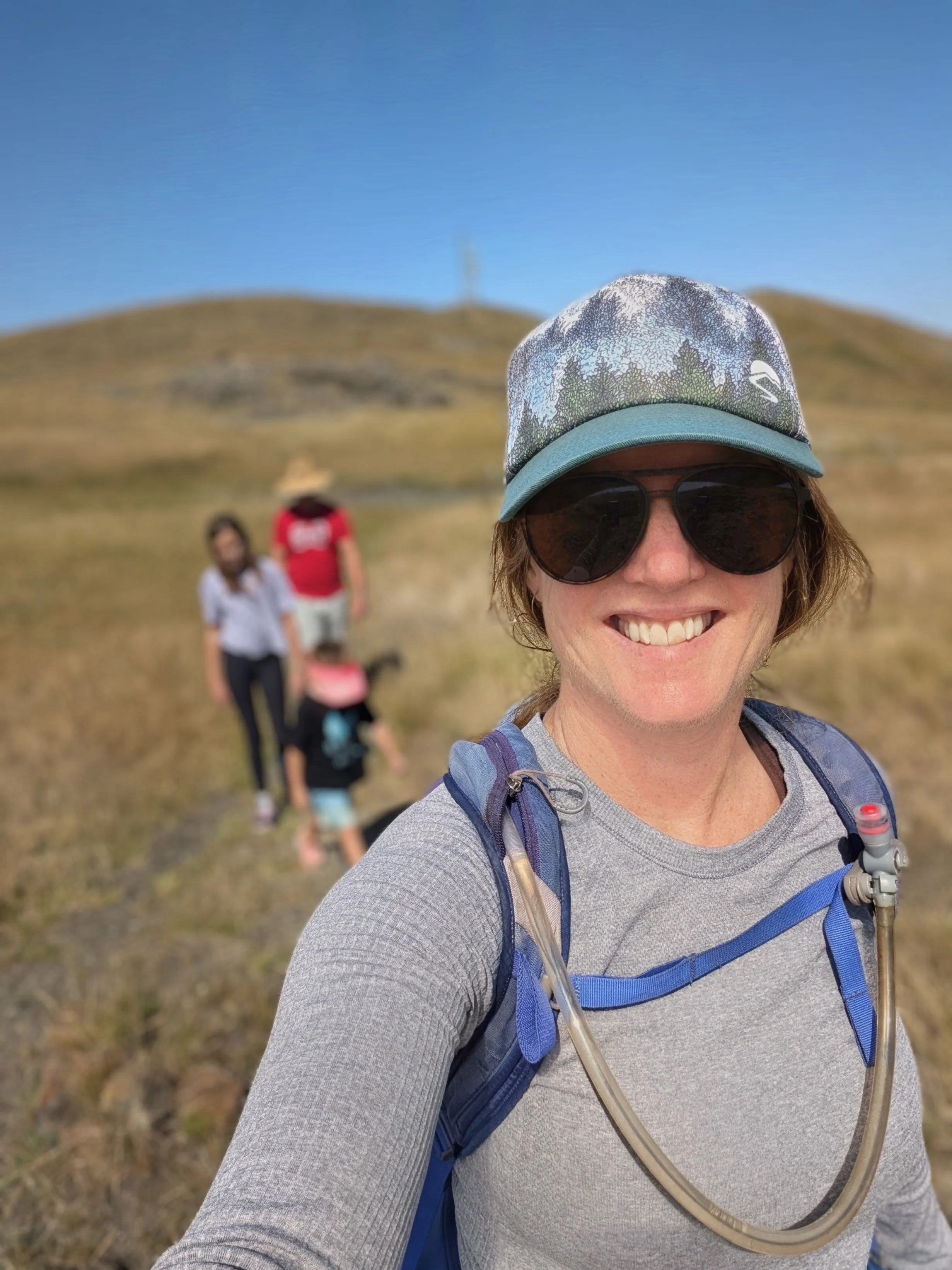 hiking selfie family background