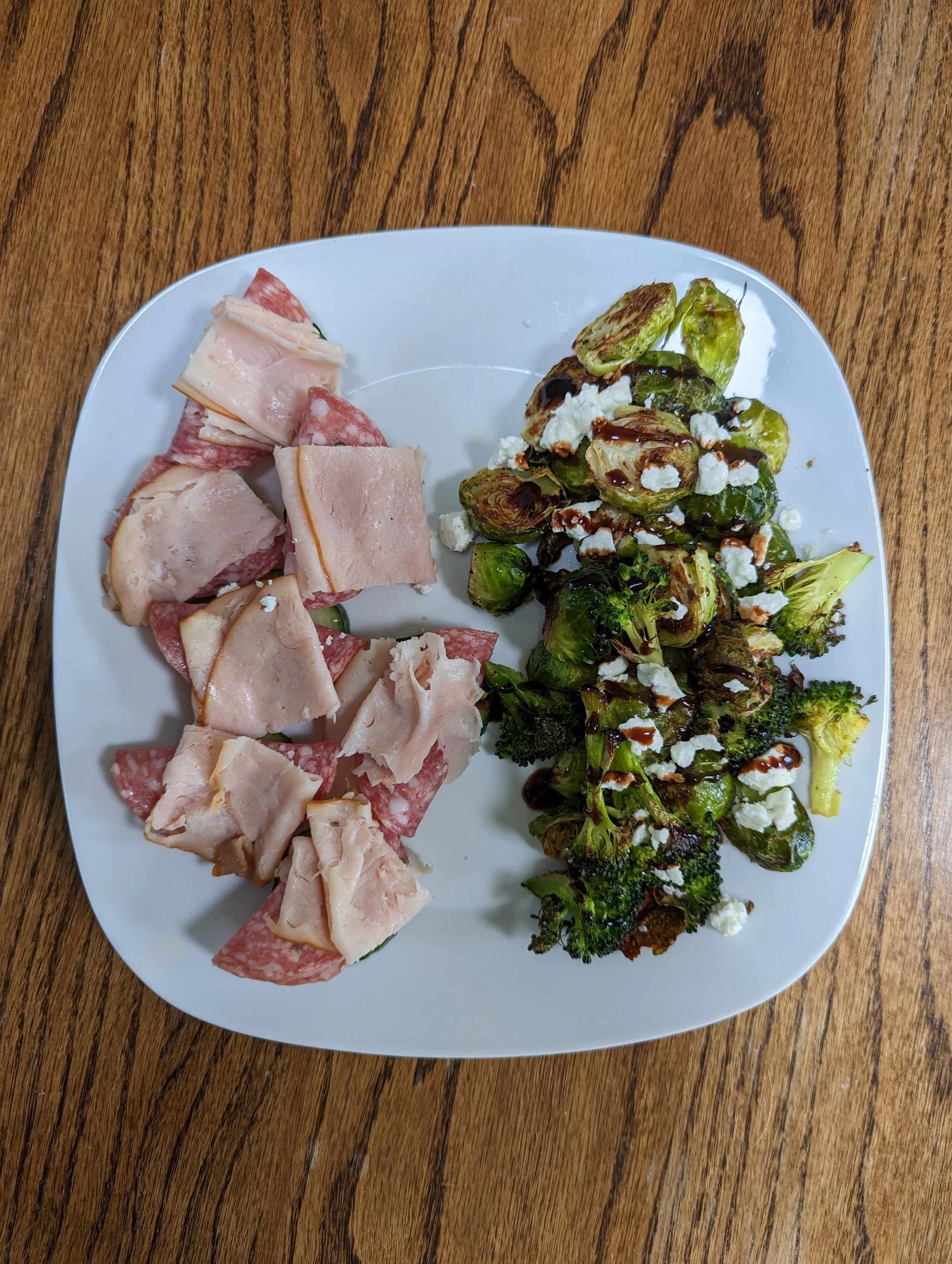 lunchmeat and roasted veggie lunch
