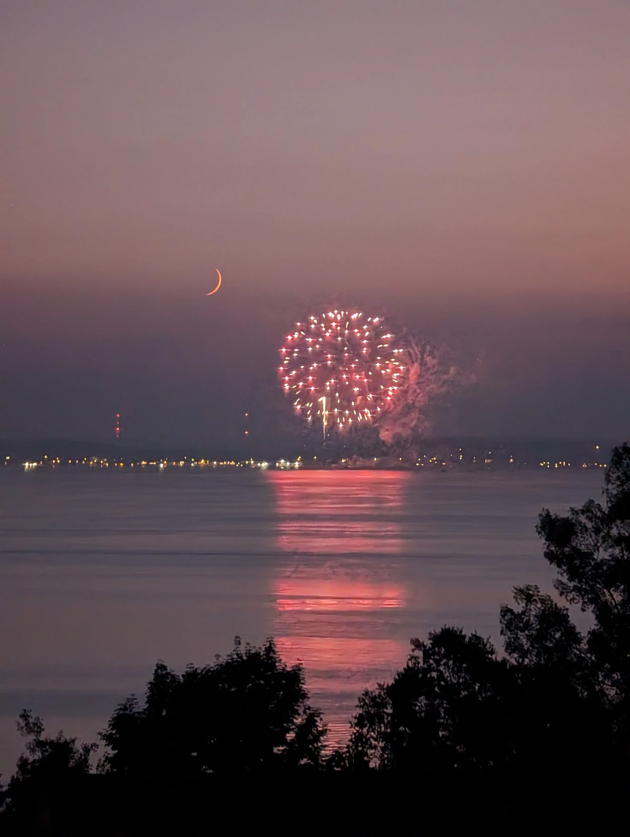 fireworks over lake superior