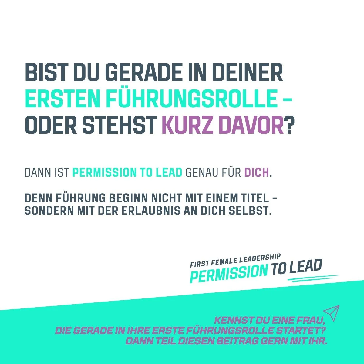 Bist du in deiner ersten F&uuml;hrungsrolle oder stehst kurz davor?

Genau f&uuml;r diese Phase haben wir Permission to Lead entwickelt. 
Denn viele Frauen tragen in dieser Situation dieselben Fragen mit sich:

&bdquo;Bin ich zu nett, um ernst genomm