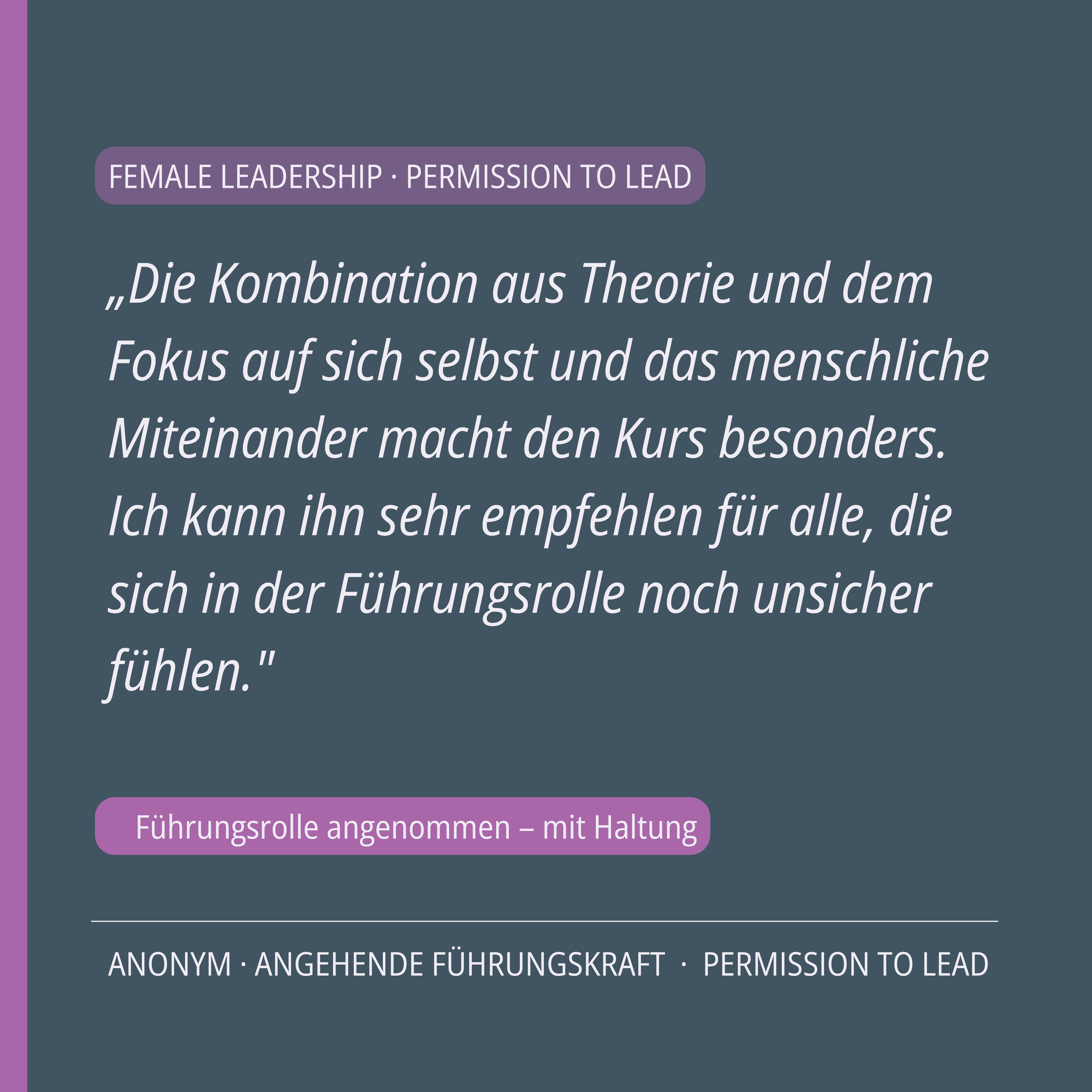 Testimonial Führungskräftecoaching Permission to Lead — erste Führungsrolle, weibliche Führung und Selbstwirksamkeit, Anne-Kathrin Fiala, Lioness Business Coaching Potsdam