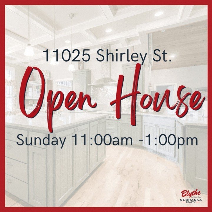 📢Open House ALERT!!!
🌟Open House: Sunday 11:00am -1:00pm🌟
11025 Shirley Street📍 
$850,000💲
4 Beds🛏️ 
5 Baths🛀 
4,675 SQ FT📏
3 Car 🚗

View the full listing here 👇
https://ow.ly/3PbR50RjVit

#ChadBlytheRealtor
#blytherealestateteam 
#nebraska