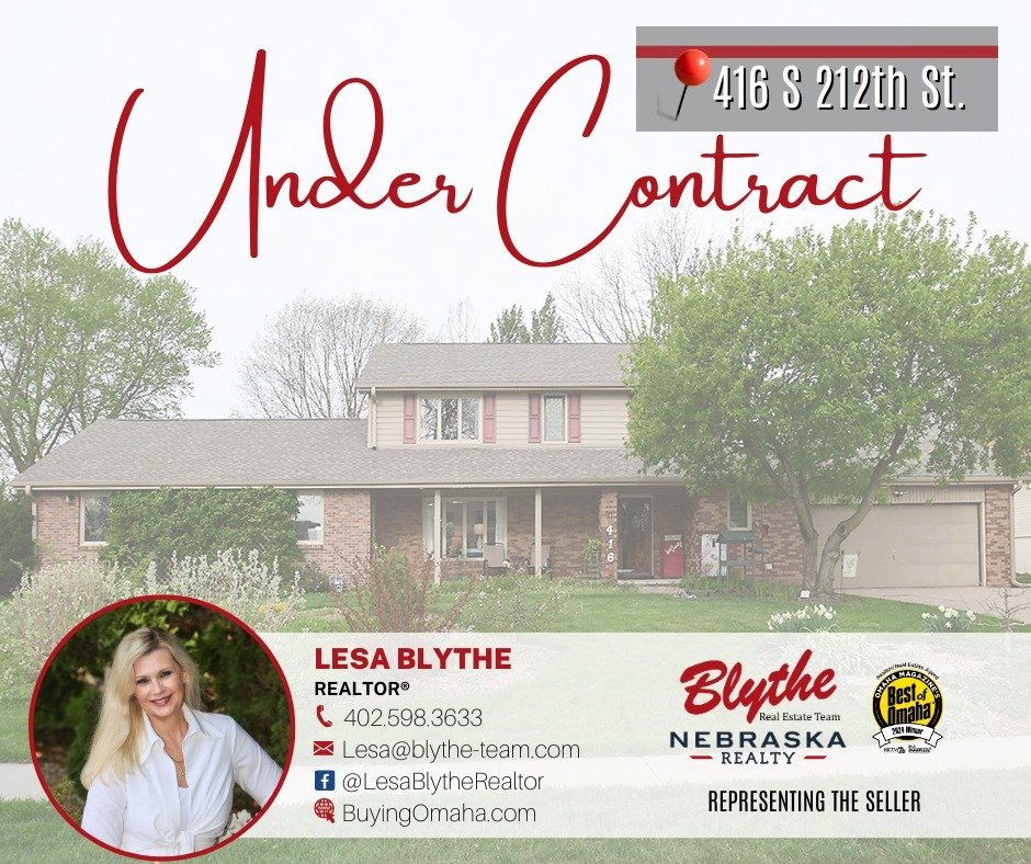 Congratulations to Lesa on helping her clients get their home Under Contract!!🎉🍾

#Congratulations
#UnderContract
#LesaBlytheRealtor
#blytherealestateteam
#nebraskarealty
#LetsExplorein24
#NR2024