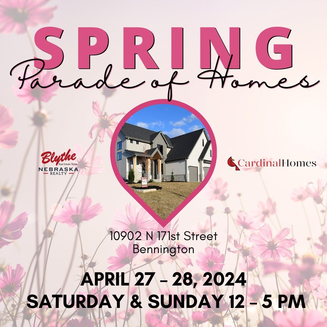 The Blythe Team and Cardinal Homes will have a featured home in this years 'MOBA's 2024 Spring Parade of Homes'! 
Join us: 10902 N 171st Street Bennington📍
📆 - April 27 &ndash; 28 (Spring Themed, with Drinks &amp; Snacks provided) 💐
📆 - May 4 &nd