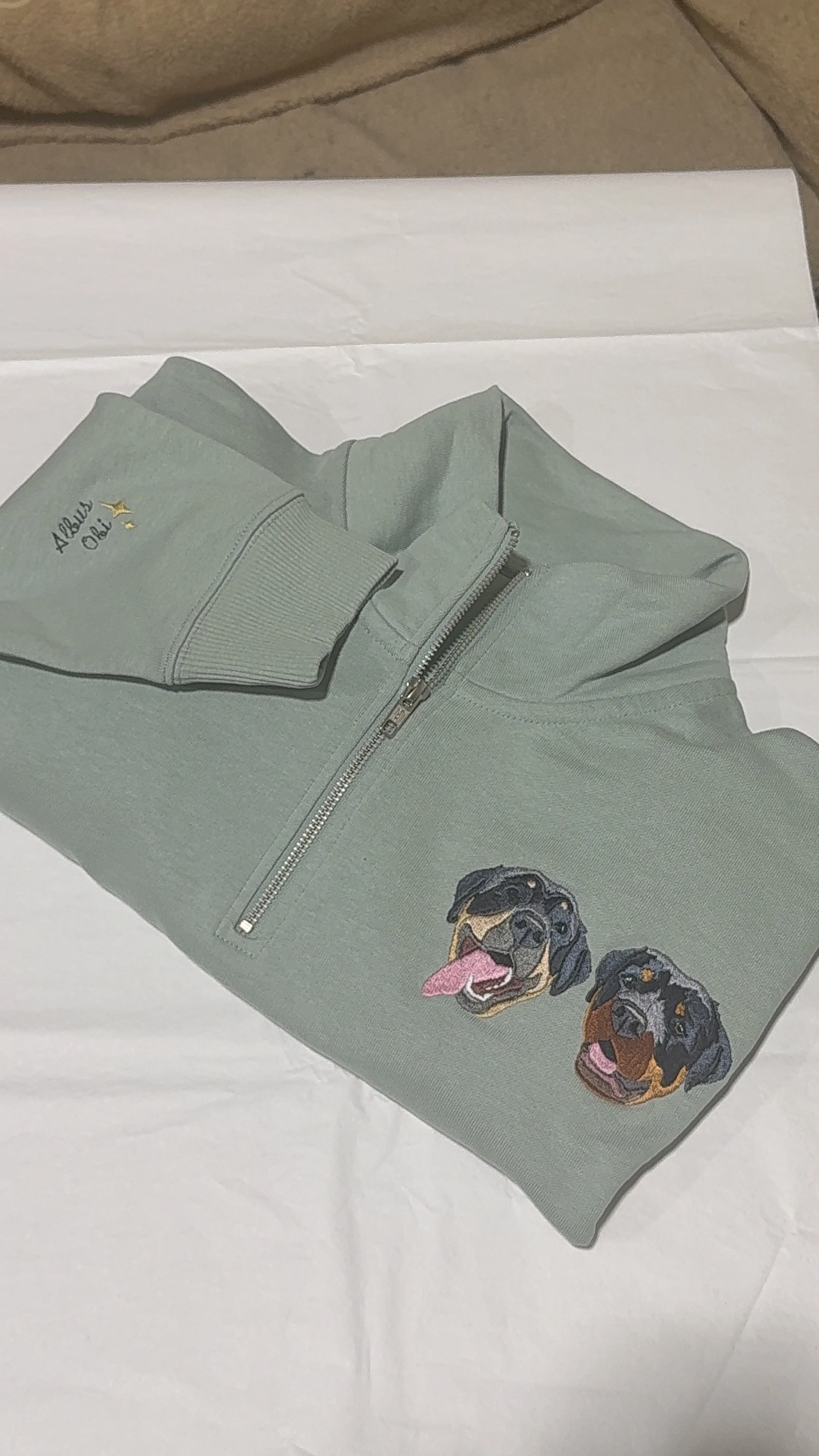 Embroidered Full Colour Quarter Zip - Unisex - Neutrals