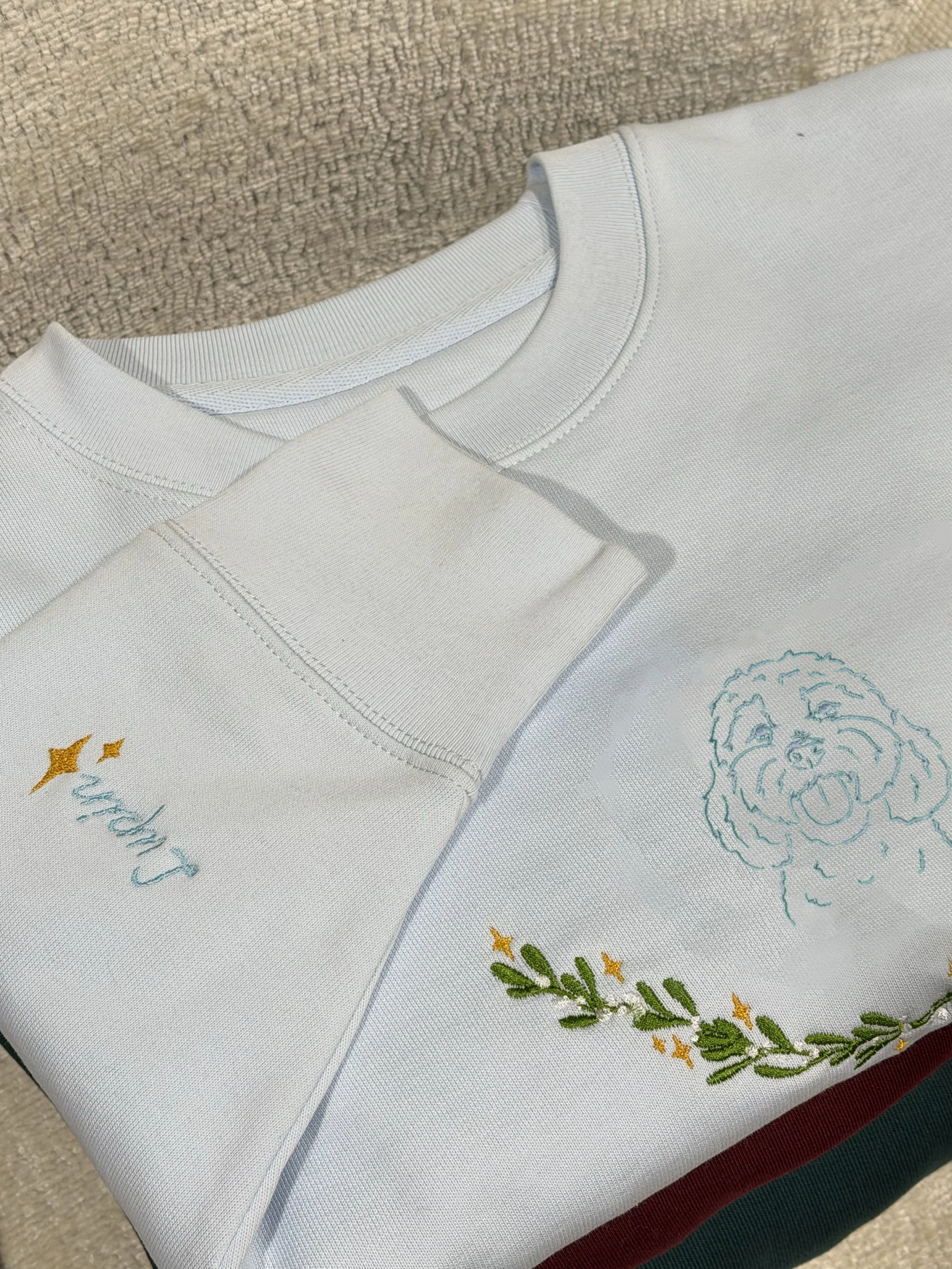 Line Drawing Pet Embroidered Hoodie & Jumper | Winter