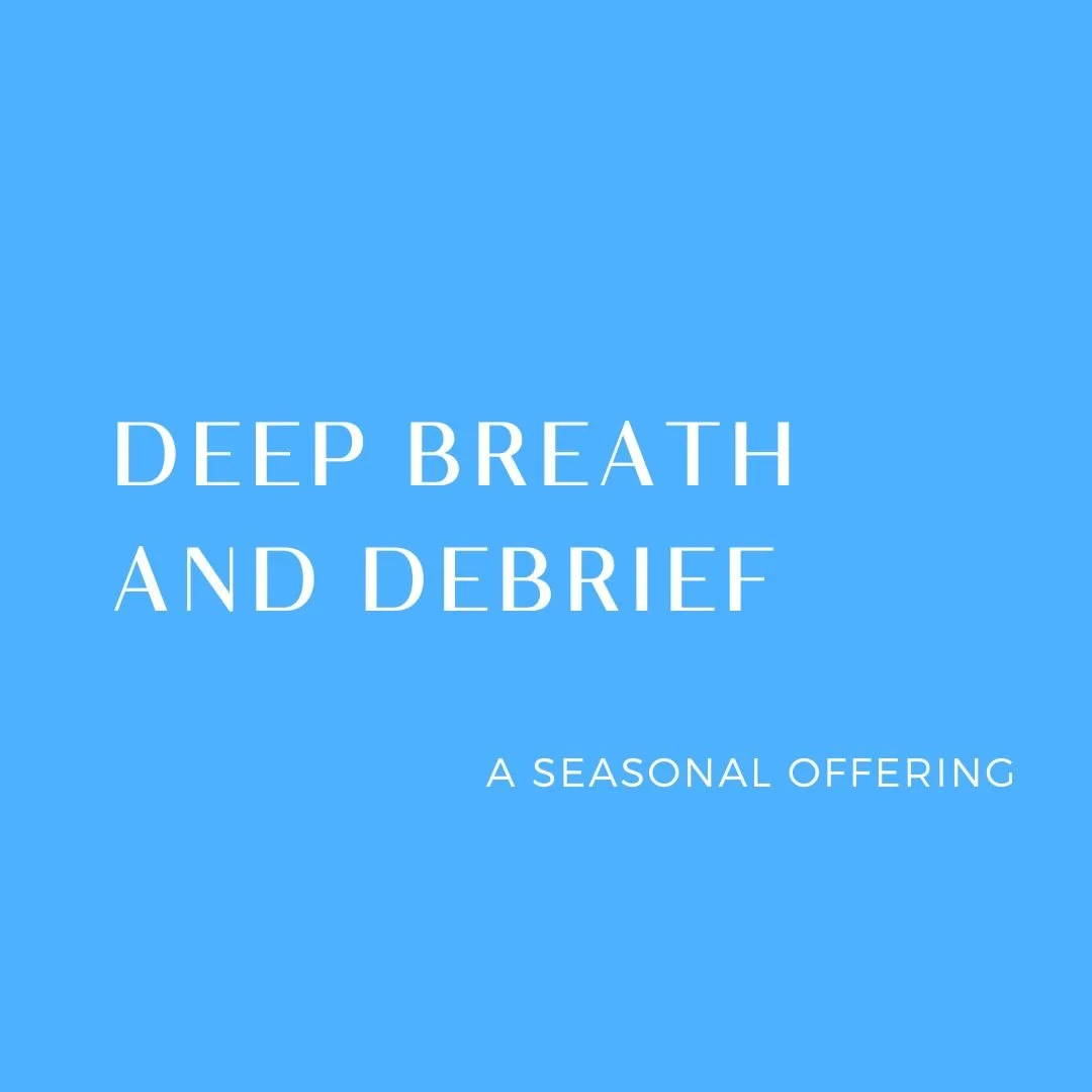 Blue background with white text that reads "Deep Breath and Debrief Spring 2026."