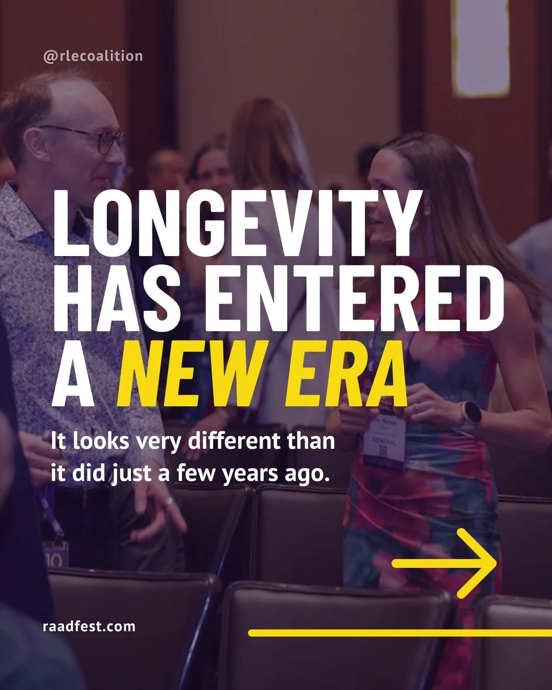 Longevity has changed.

Not just in theory &mdash; but in practice.

At RAADfest 2026, we&rsquo;re focusing exclusively on what&rsquo;s accessible, measurable, and already being applied to support longer, healthier lives.

No speculation-only talks. 