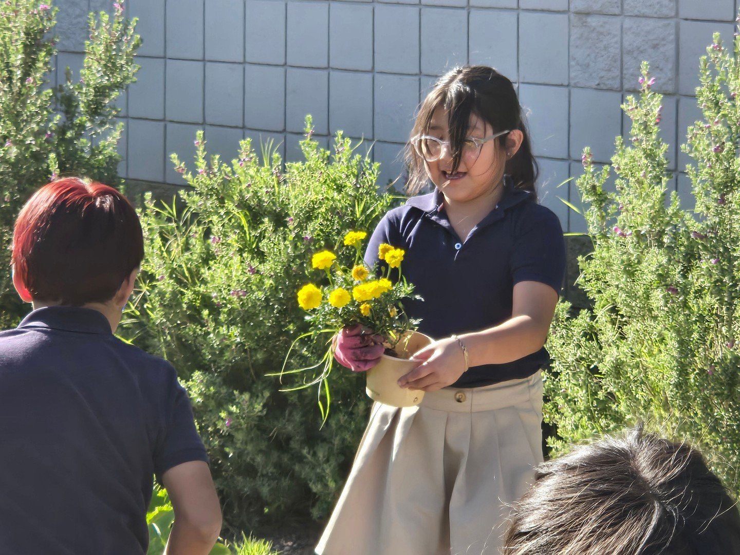 Harvest day is always a joy for the kids in the Palomino Neighborhood. #HarvestDay #Zuchinni #Marygolds #MentorKidsUSA #PalominoNeighborhood