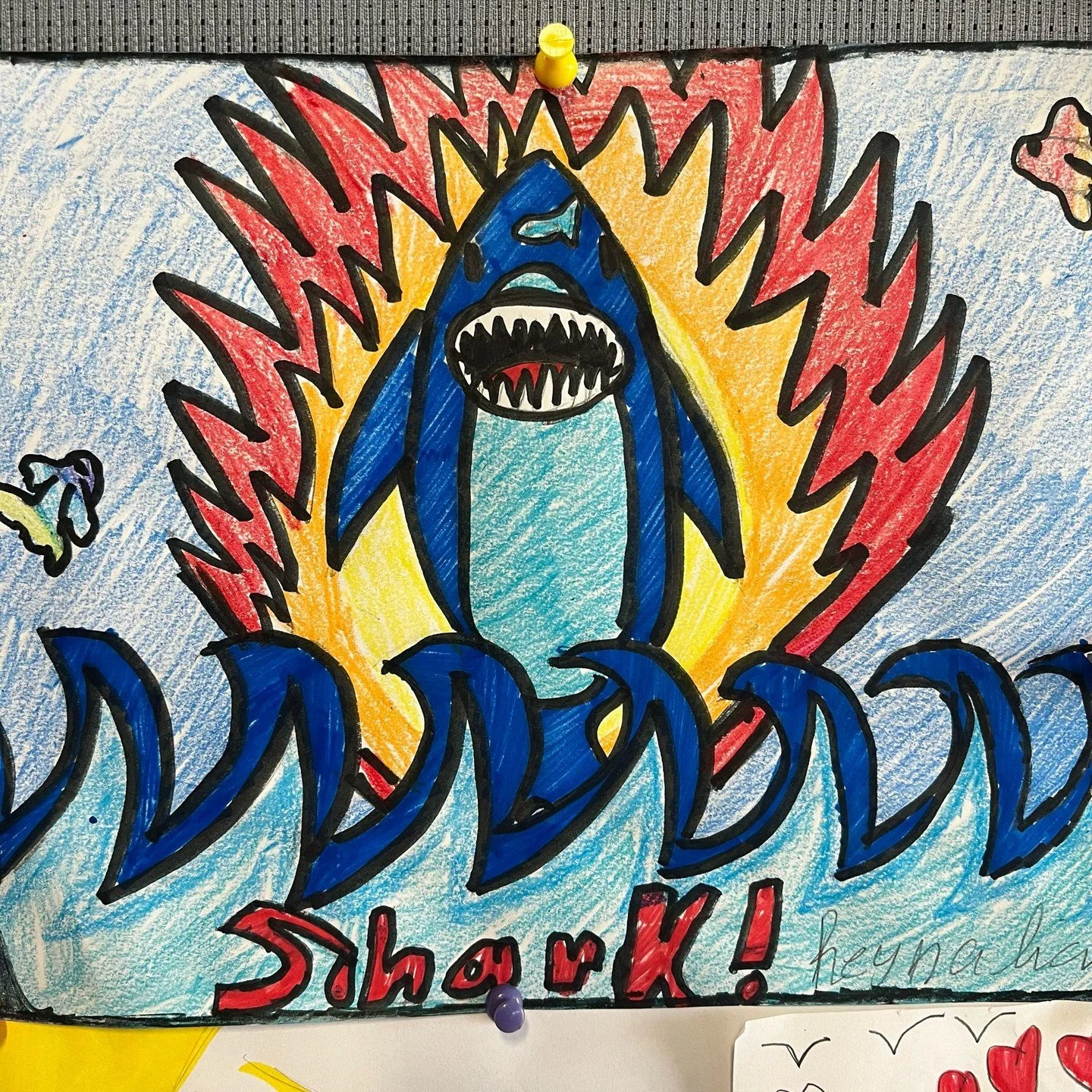 Check out this JAW-some artwork!🎨🦈
Our Program Coordinator in South Phoenix Alaina, loves Sharks! Because of this every-time the kids draw they are always making some amazing Shark pictures to give to her and she hangs up in the classroom for ever