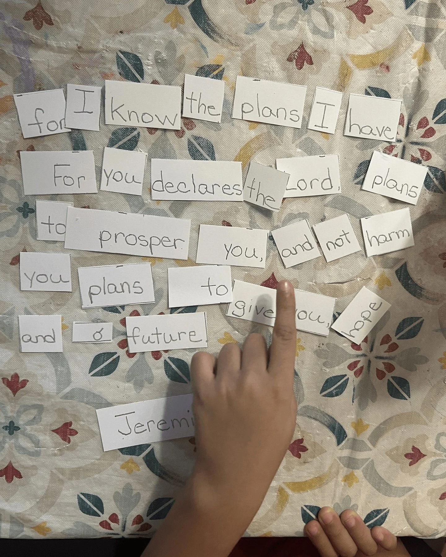 Our students loved working through a Bible verse word puzzle made by Ms. Dianne 🤍

They pieced together Jeremiah 29:11, reminding us that God has plans for their future&mdash;full of hope and purpose.

So thankful for volunteers who pour creativity 
