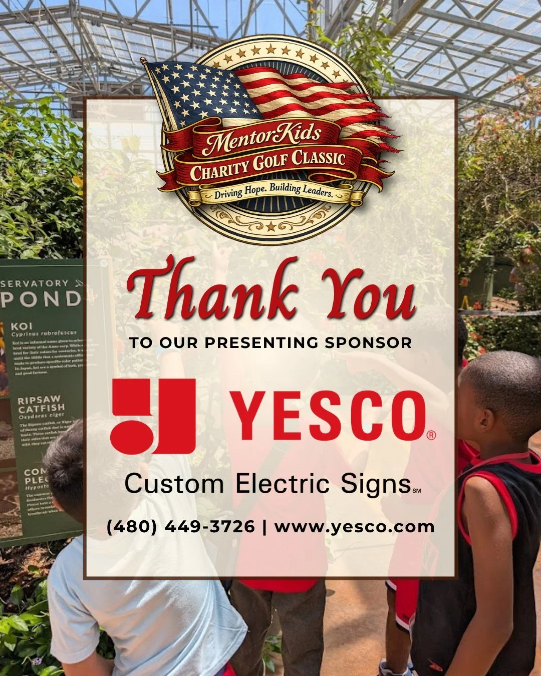 We are beyond grateful. The MentorKids USA Charity Golf Classic is presented by @yescosigns &mdash; our Spirit of America Title Sponsor and the heartbeat behind this entire event.

YESCO's investment doesn't just make today possible. It builds future