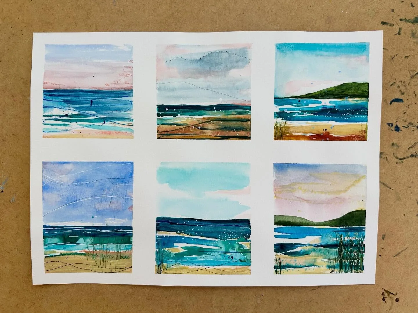 Island memories in the studio this weekend. I&rsquo;ll be framing these up and adding them to my shop this week&hellip;.let me know if one (or all) of them need to be yours. 🌴

#watercolor #abstractlandscapes