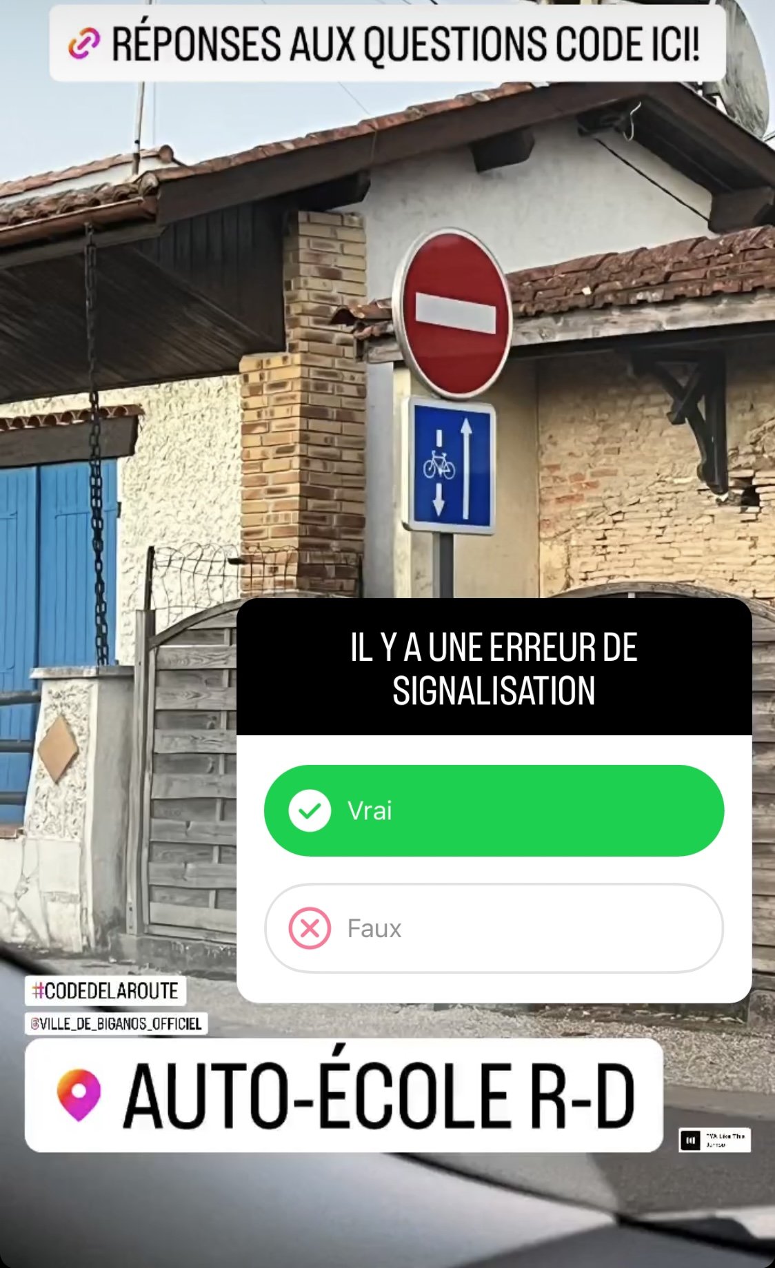 Question code instagram 64 — Auto-école R-D Biganos