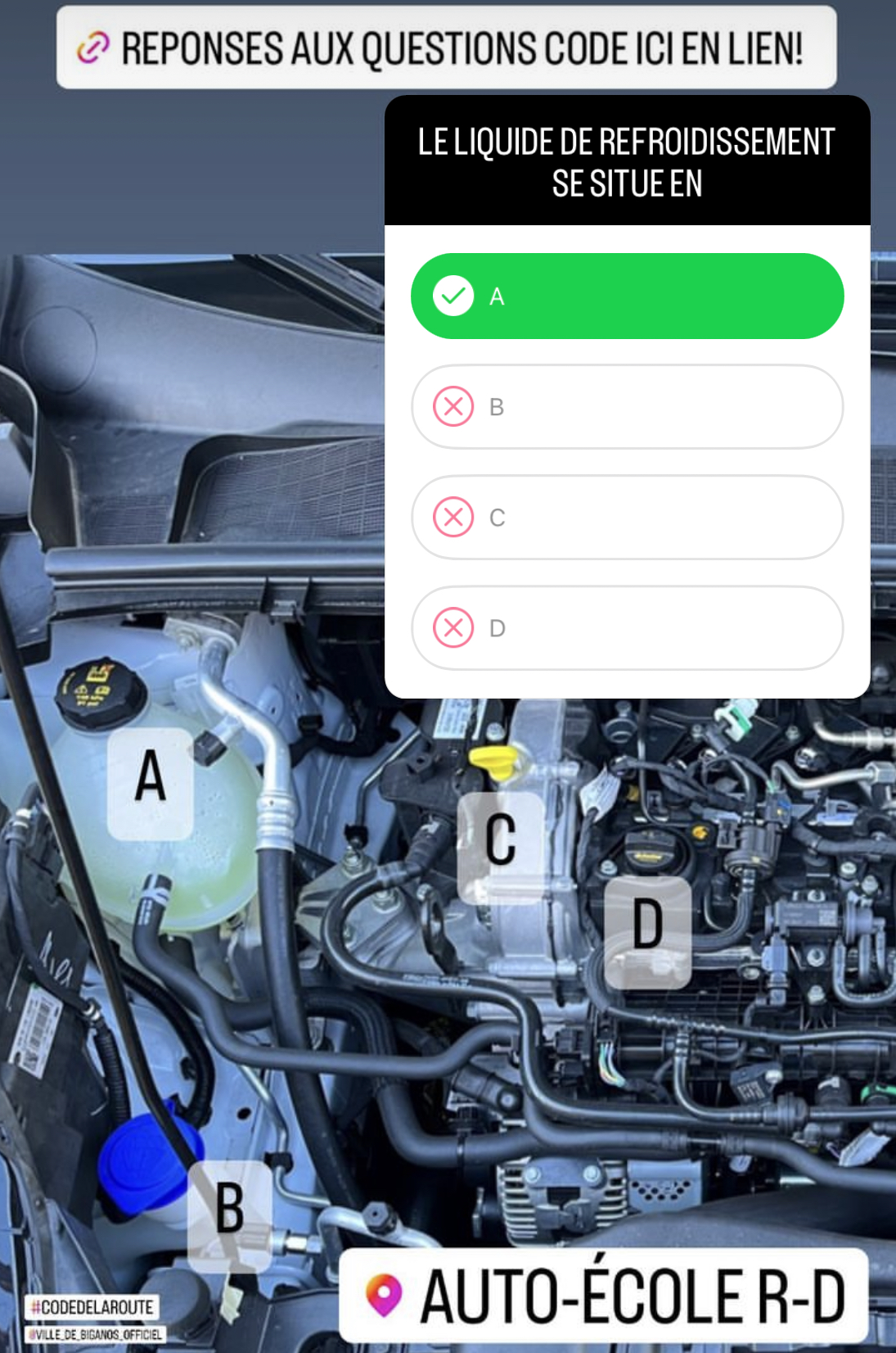 Question code instagram 64 — Auto-école R-D Biganos