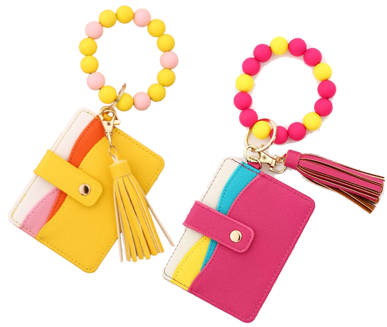 ASSORTED STYLE Card Holder Keychain with Tassel
