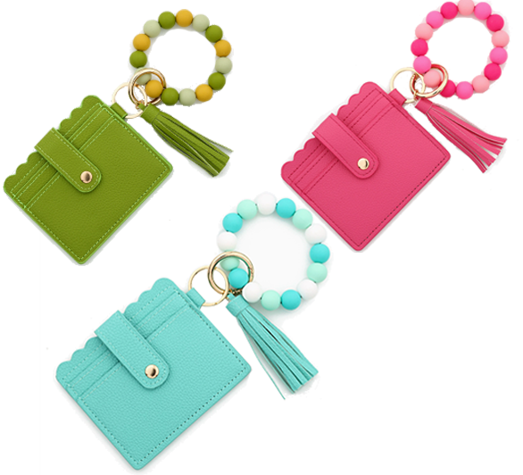 ASSORTED STYLE  - Cardholder with Wristlet and Keychain- Solid Colors.png