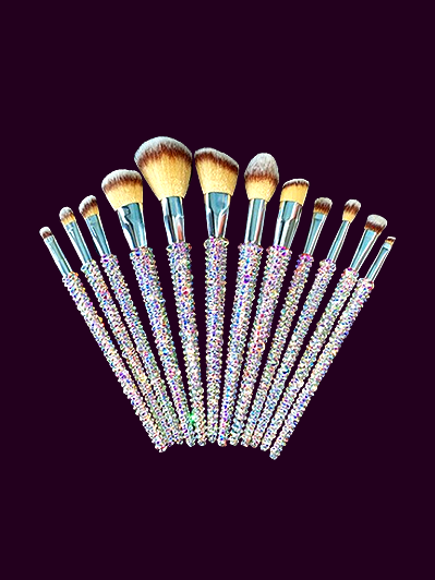 Silver Rhinestone Brushes 12pcs