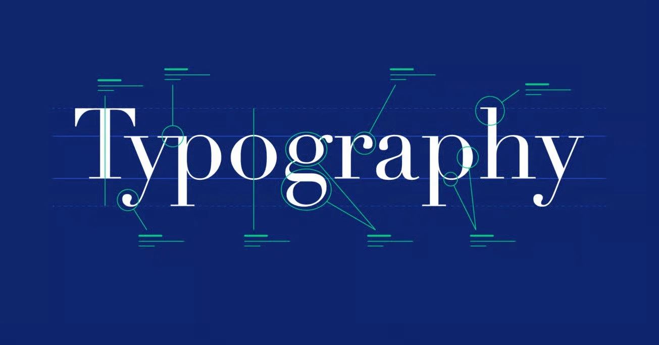 The word "Typography" and lines representing the anatomy of type.