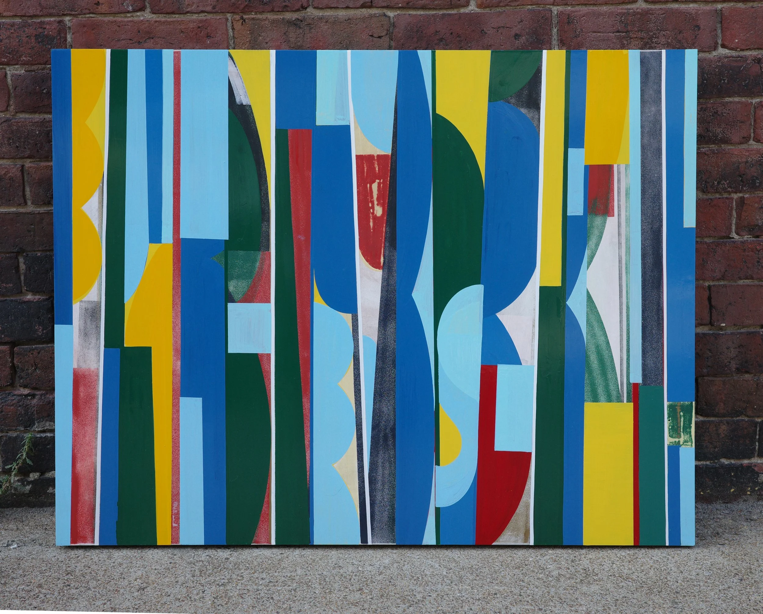 "da stripes no.1", 30"x24"x1.5" enamel on cradled hardboard, 2025