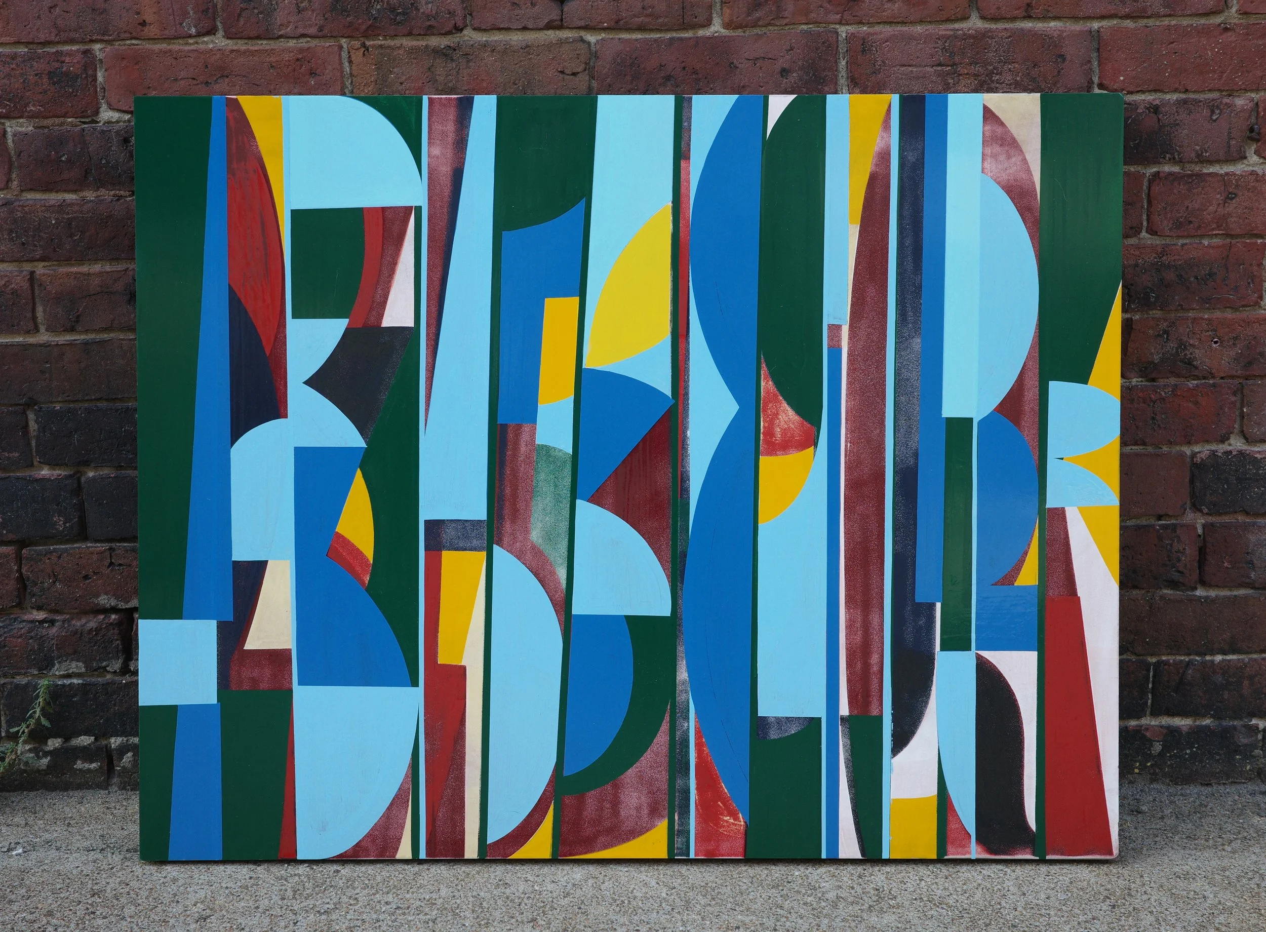 "da stripes no.2", 30"x24"x1.5" enamel on cradled hardboard, 2025
