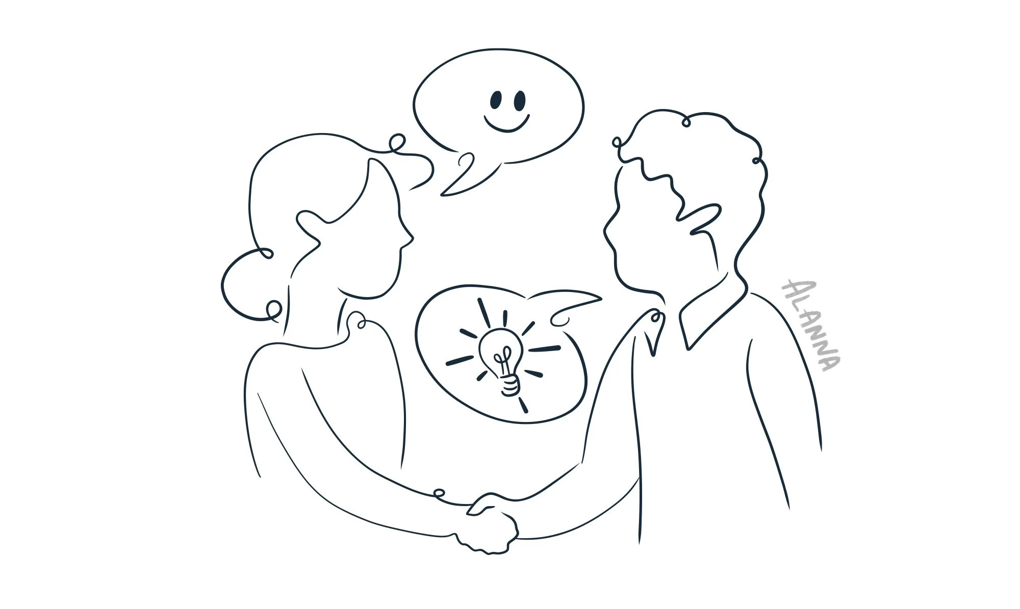 Tech company team work communication collaboration drawing linework