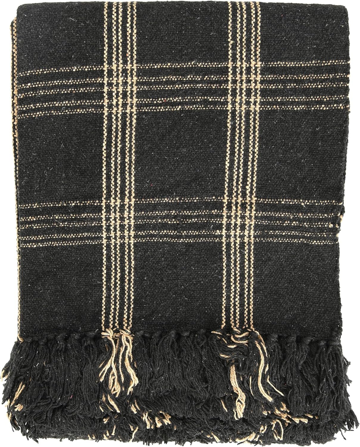 Black and Tan Plaid Knit Throw