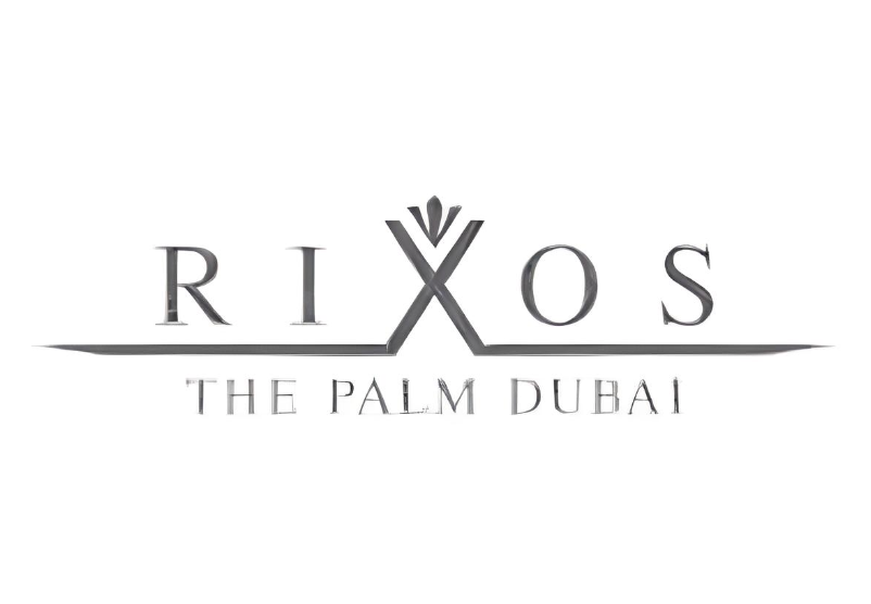 Logo for Rixos The Palm Dubai with stylized font and palm leaf design