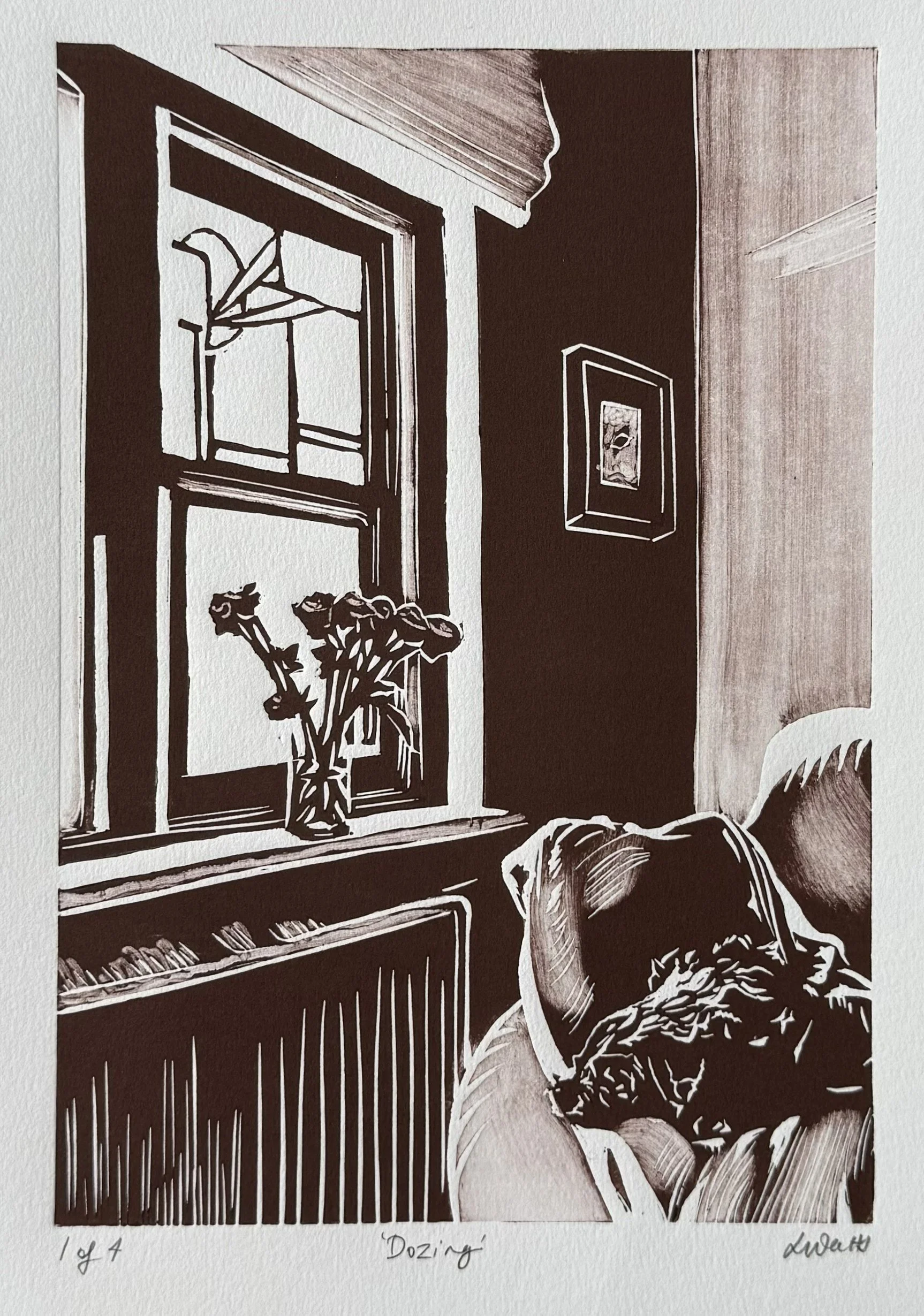 Dozing, Edition 1 of 4, Linocut, 2026