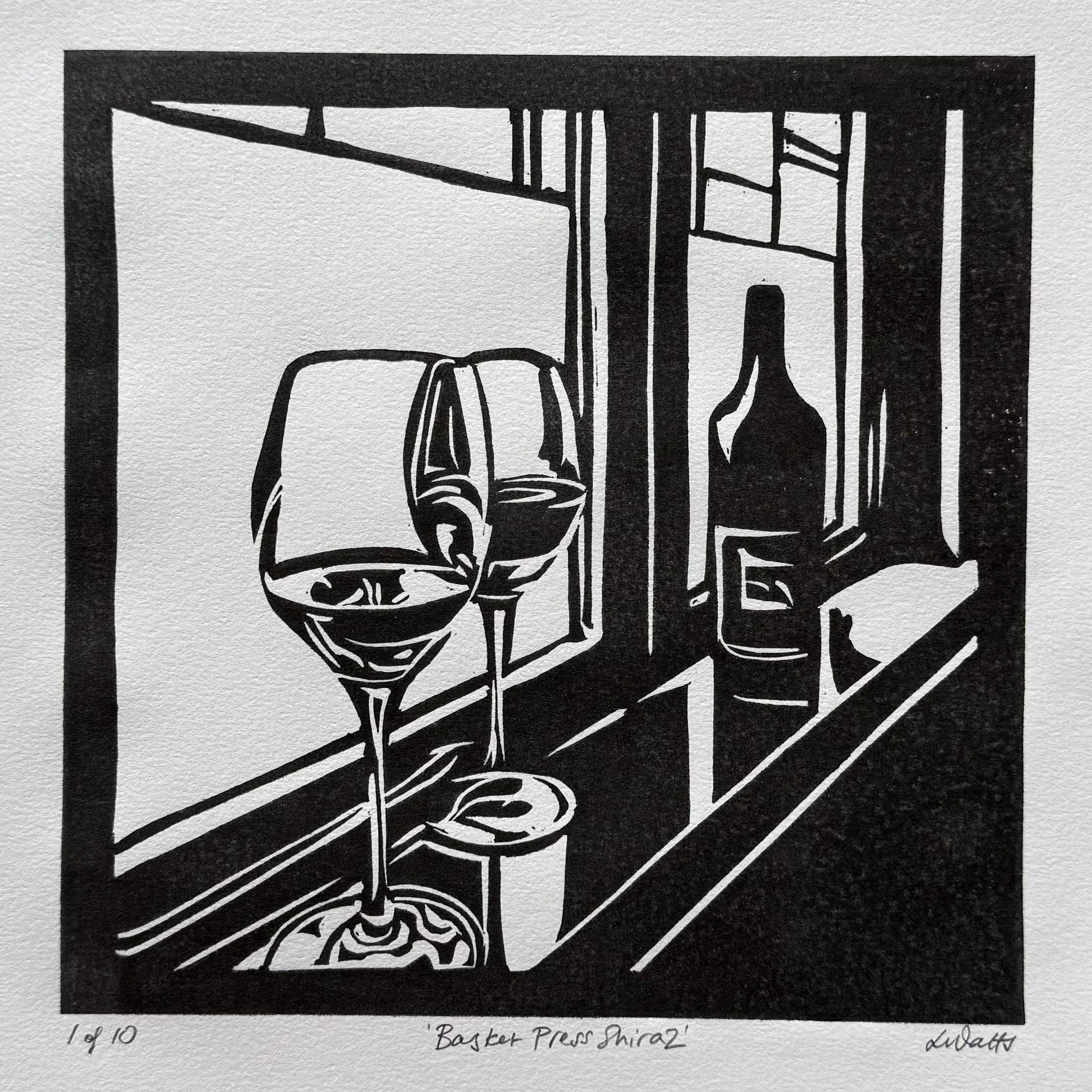 Basket Press Shiraz - Linocut Print