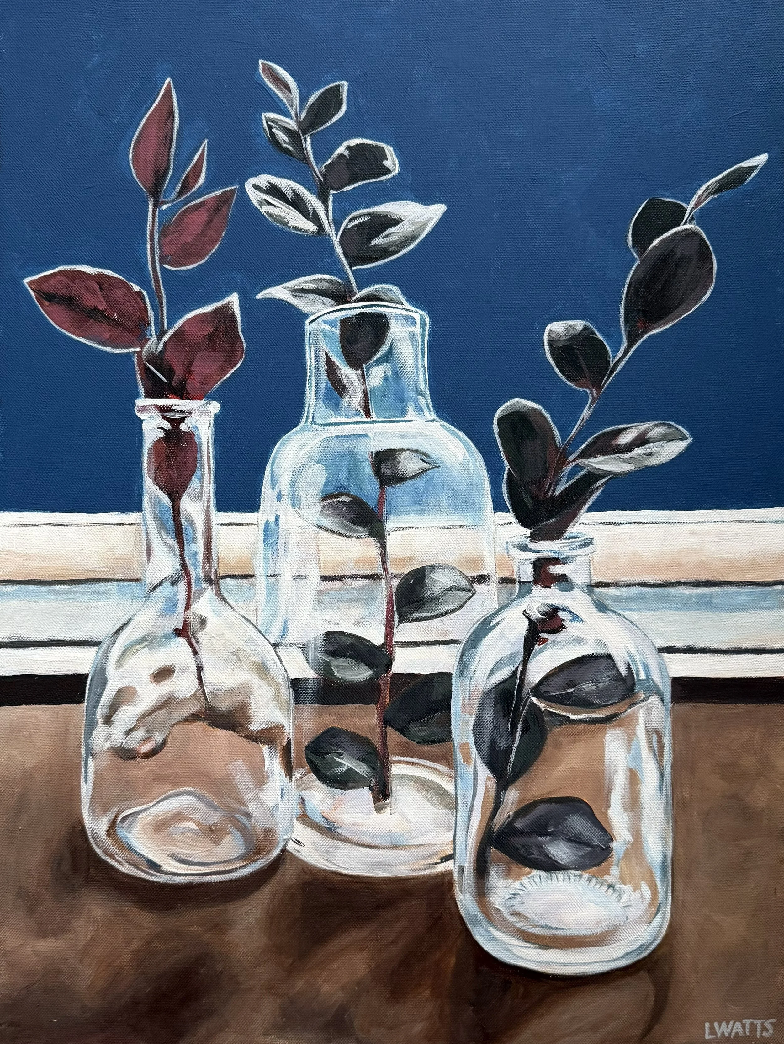 Still Life with Vases, Acrylic on canvas, 2026, SOLD