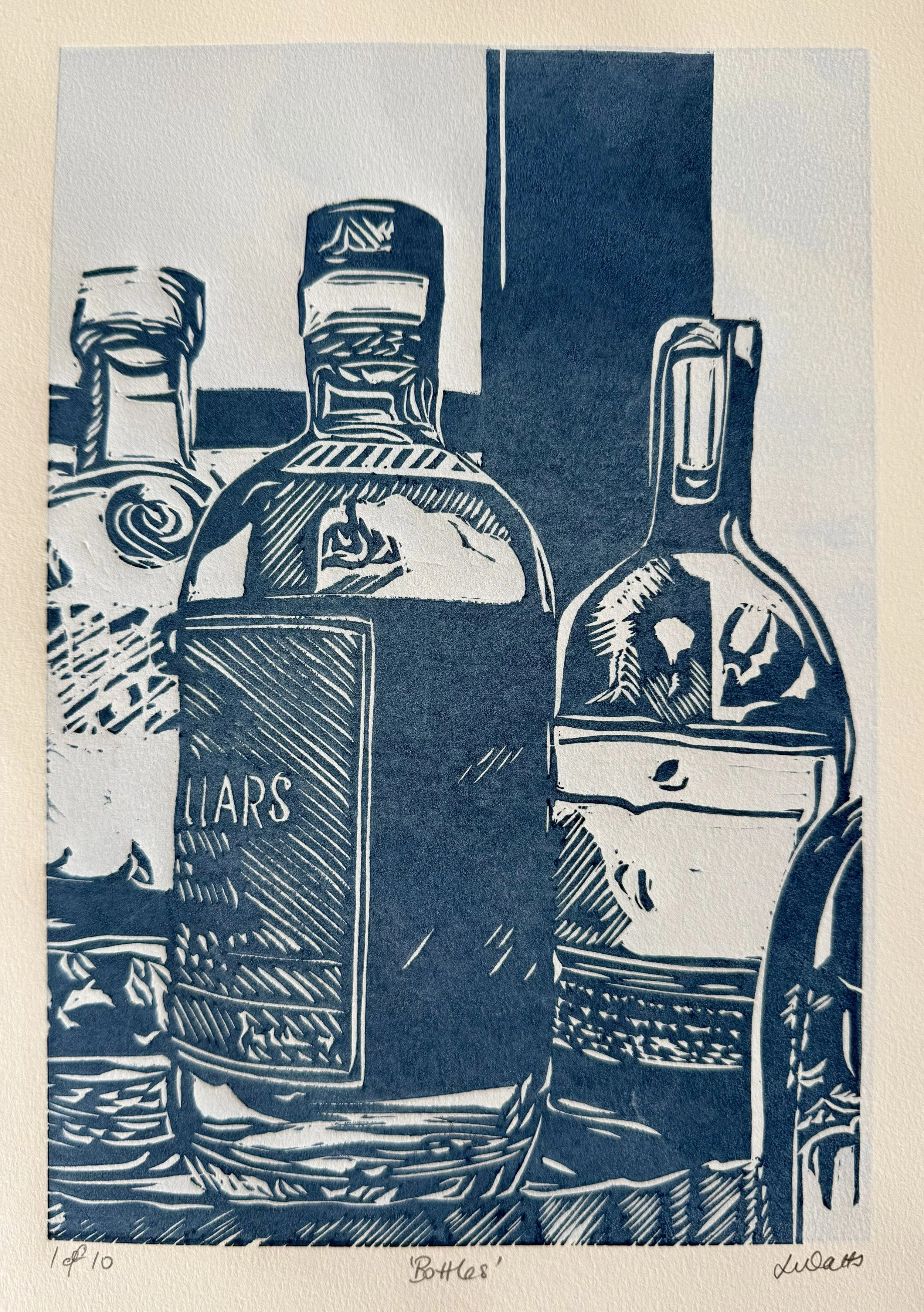 Bottles, Edition 1 of 10, Linocut, 2026