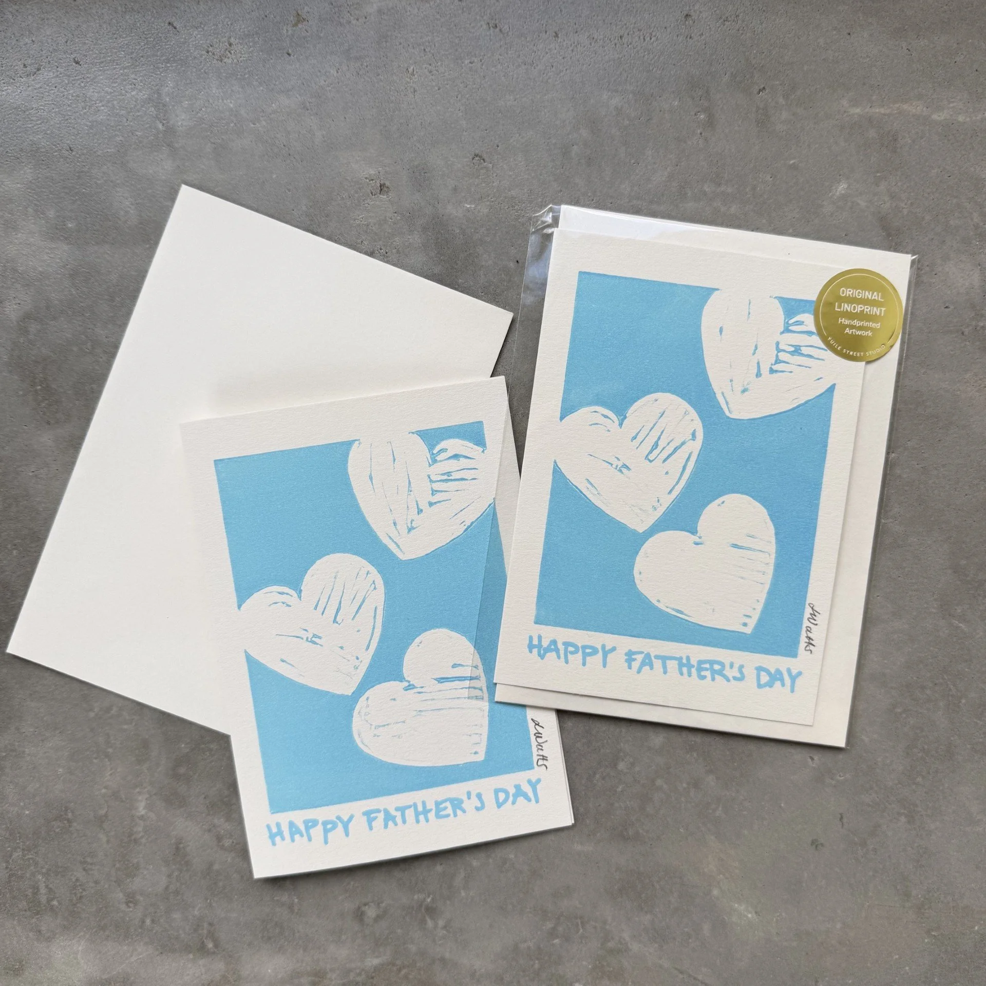 Father's Day 2026 Card, Lino Print Card, Hand Carved and Printed, Rectangular Greeting Card