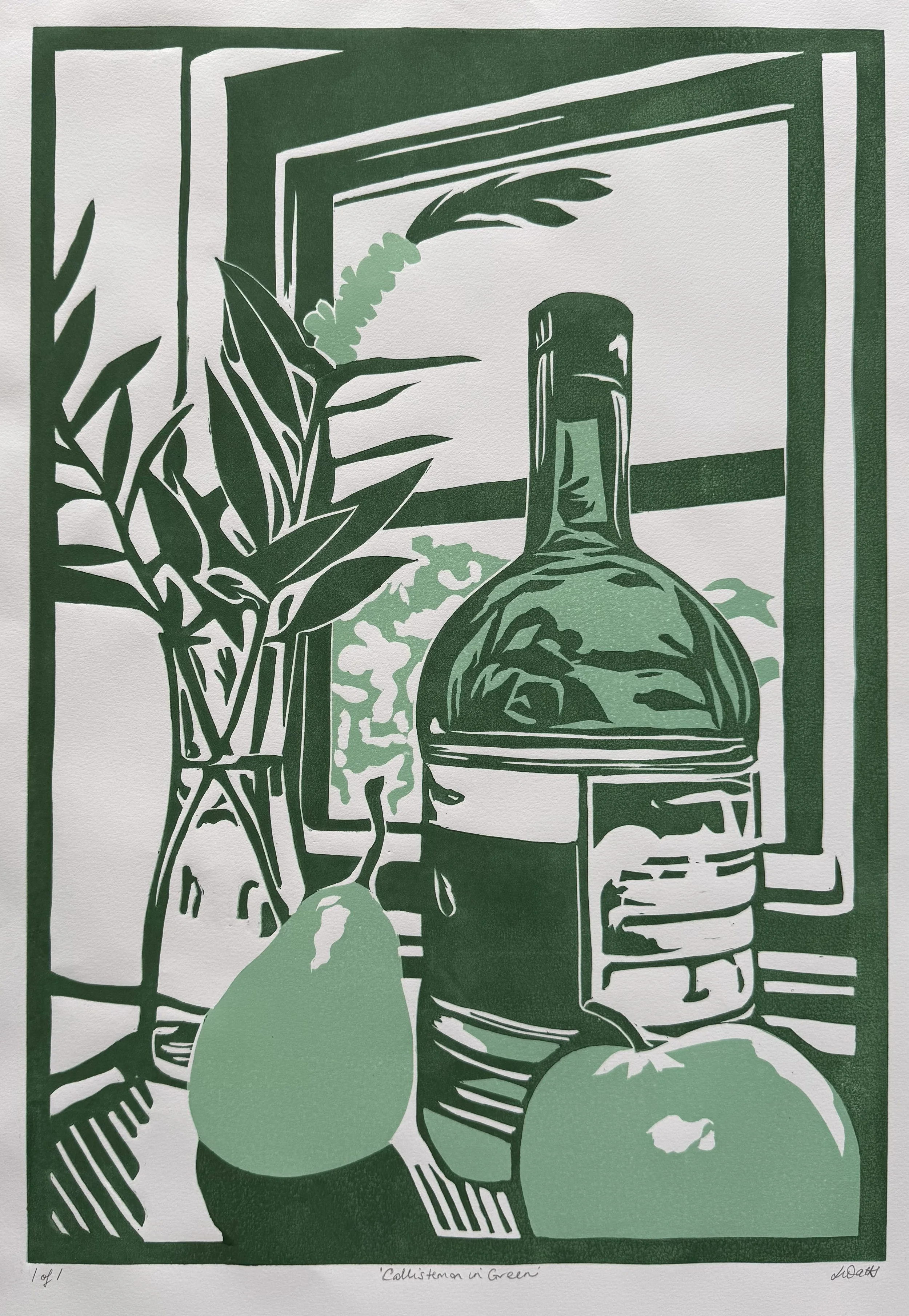 Callistemon in Green, Edition 1 of 1,
Reduction linocut,  2026
SOLD