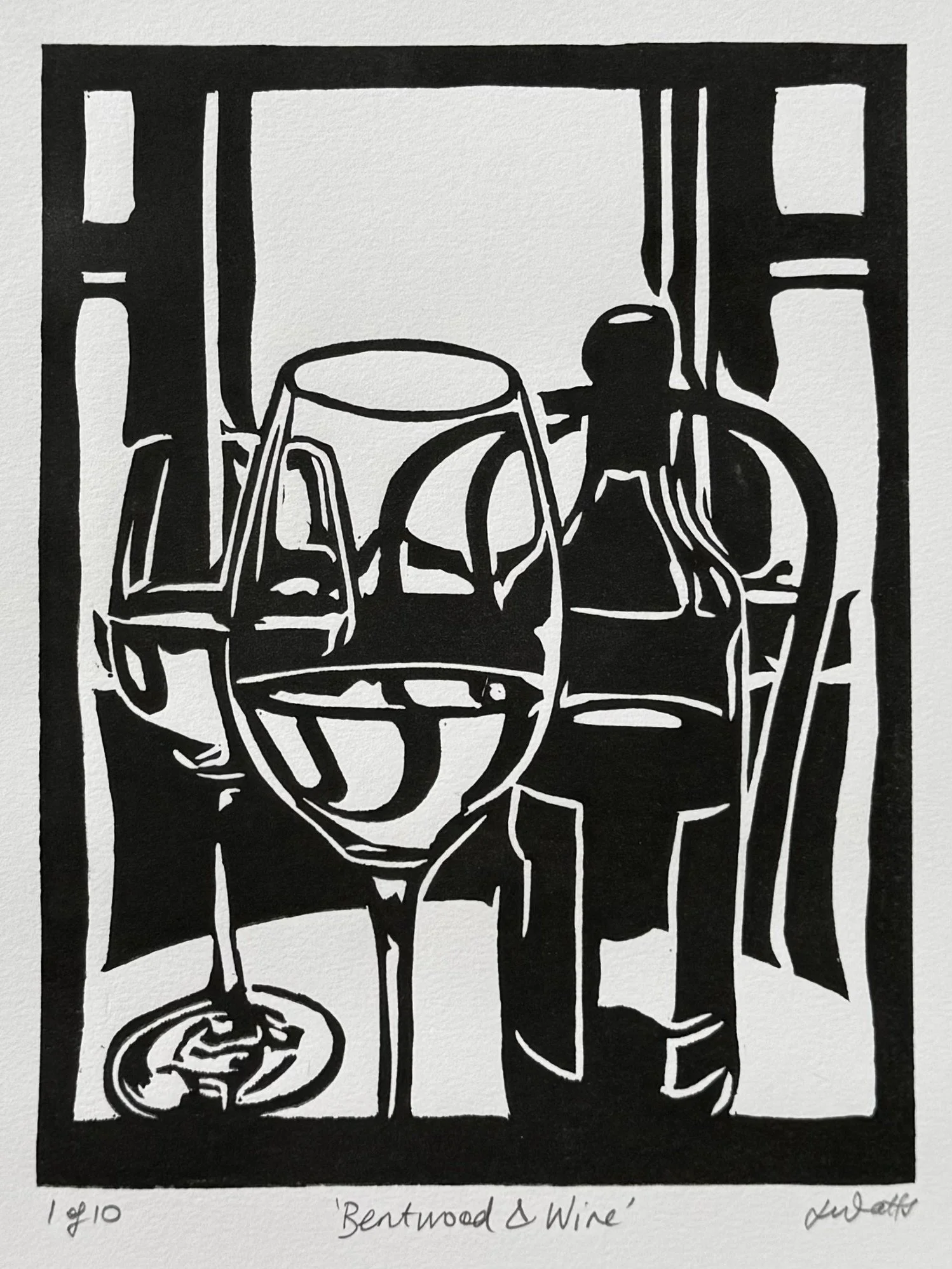 Bentwood & Wine, Edition 1 of 10, Linocut, 2026