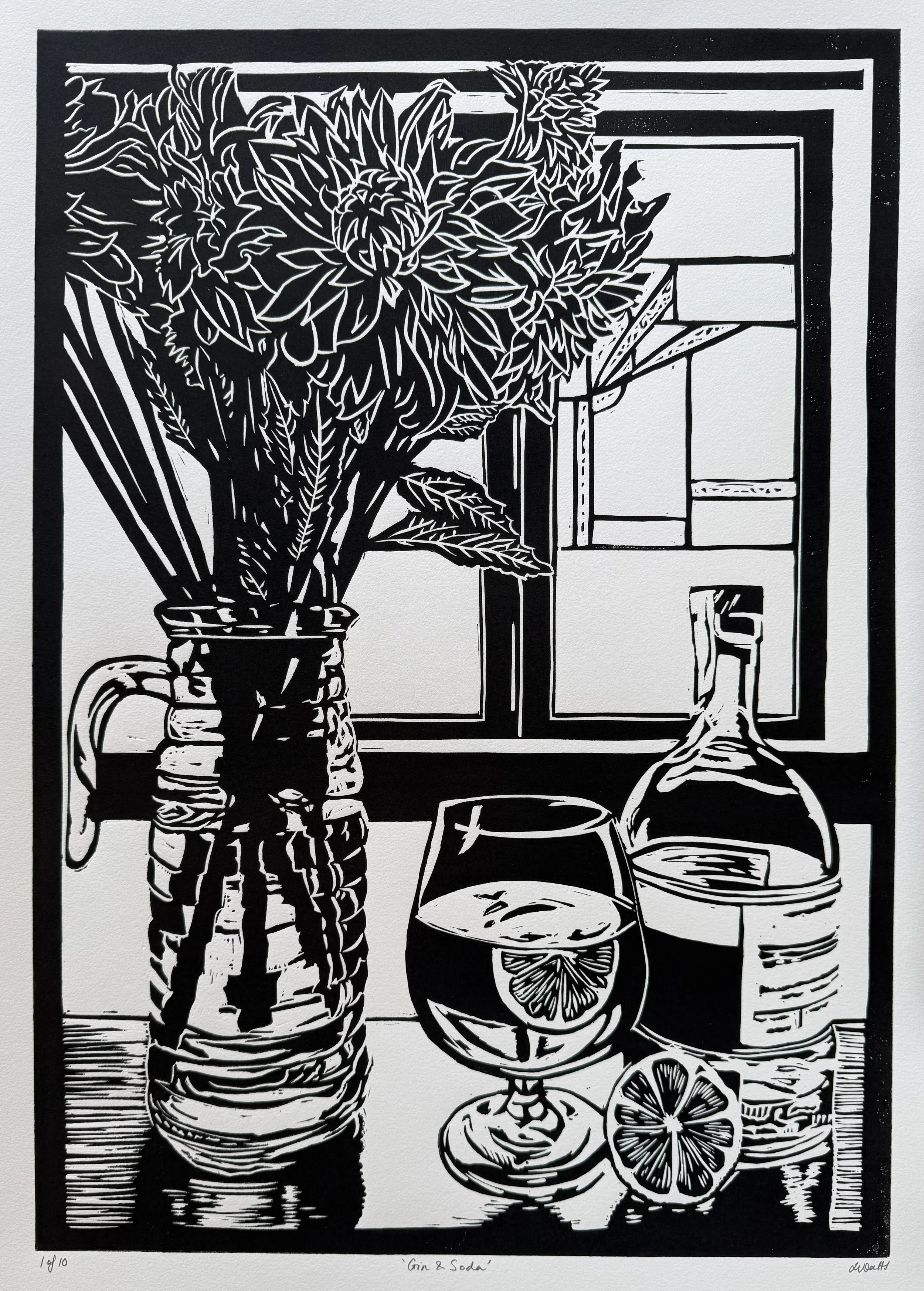 Gin & Soda, Edition 1 of 10, Linocut, 2026