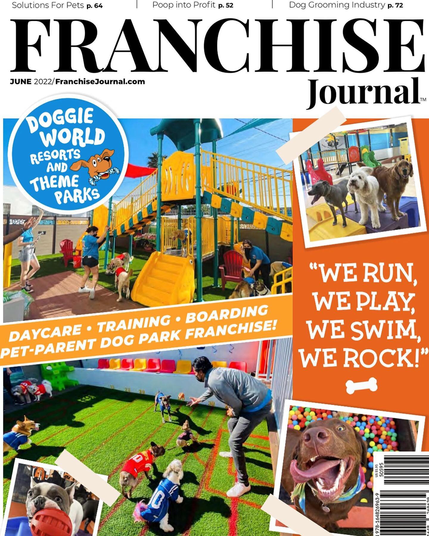 We are excited to announce 📣 that we have made the cover of the 
June 2022 Franchise Journal Pet Edition 📰 as their main story!! 

South Park Doggie Resorts &amp; Theme Parks is the hottest pet franchise concept in the industry! Truly leaving our p