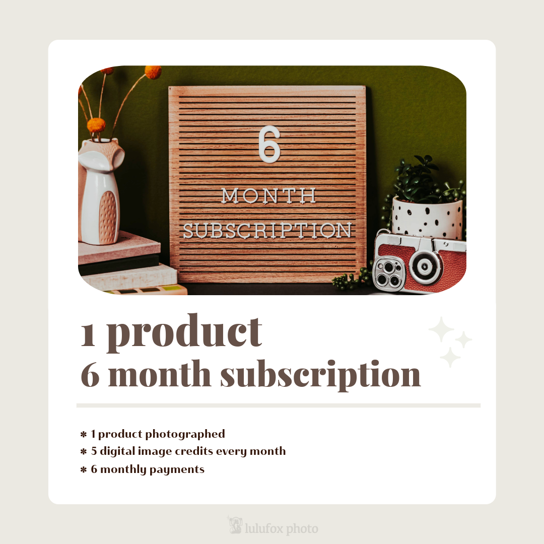 1 Product - 6 month E-Commerce Product Photography Subscription JANUARY 2025