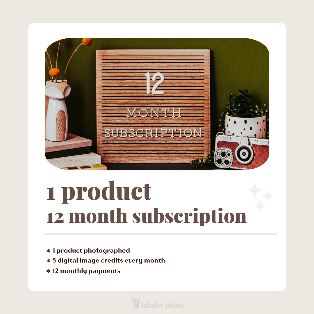 1 Product - 12 month E-Commerce Product Photography Subscription JANUARY 2025