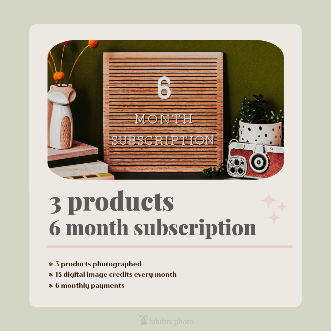 3 Products - 6 month E-Commerce Product Photography Subscription JANUARY 2025