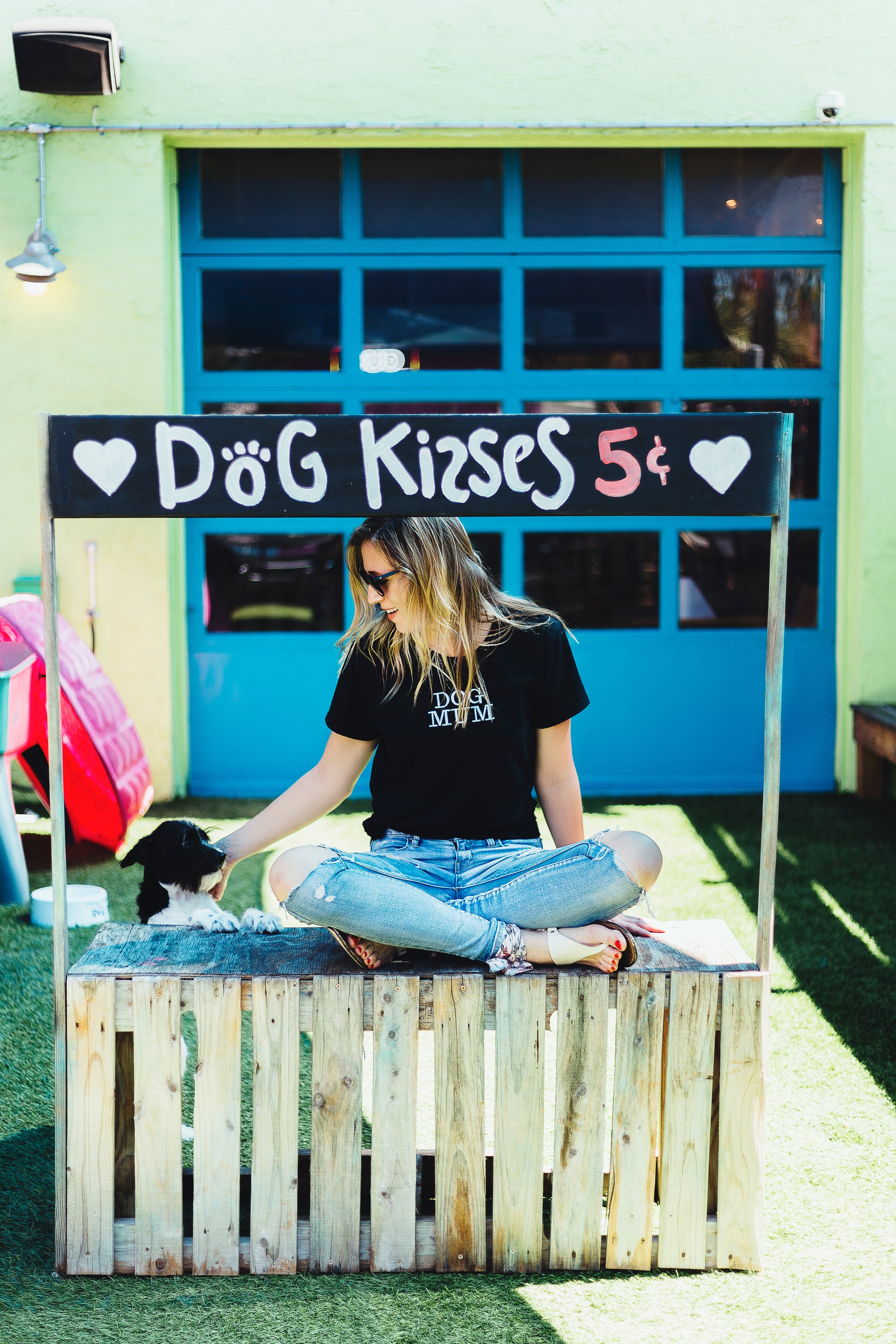 woman and dog model wearing t-shirt that says Dog Mum