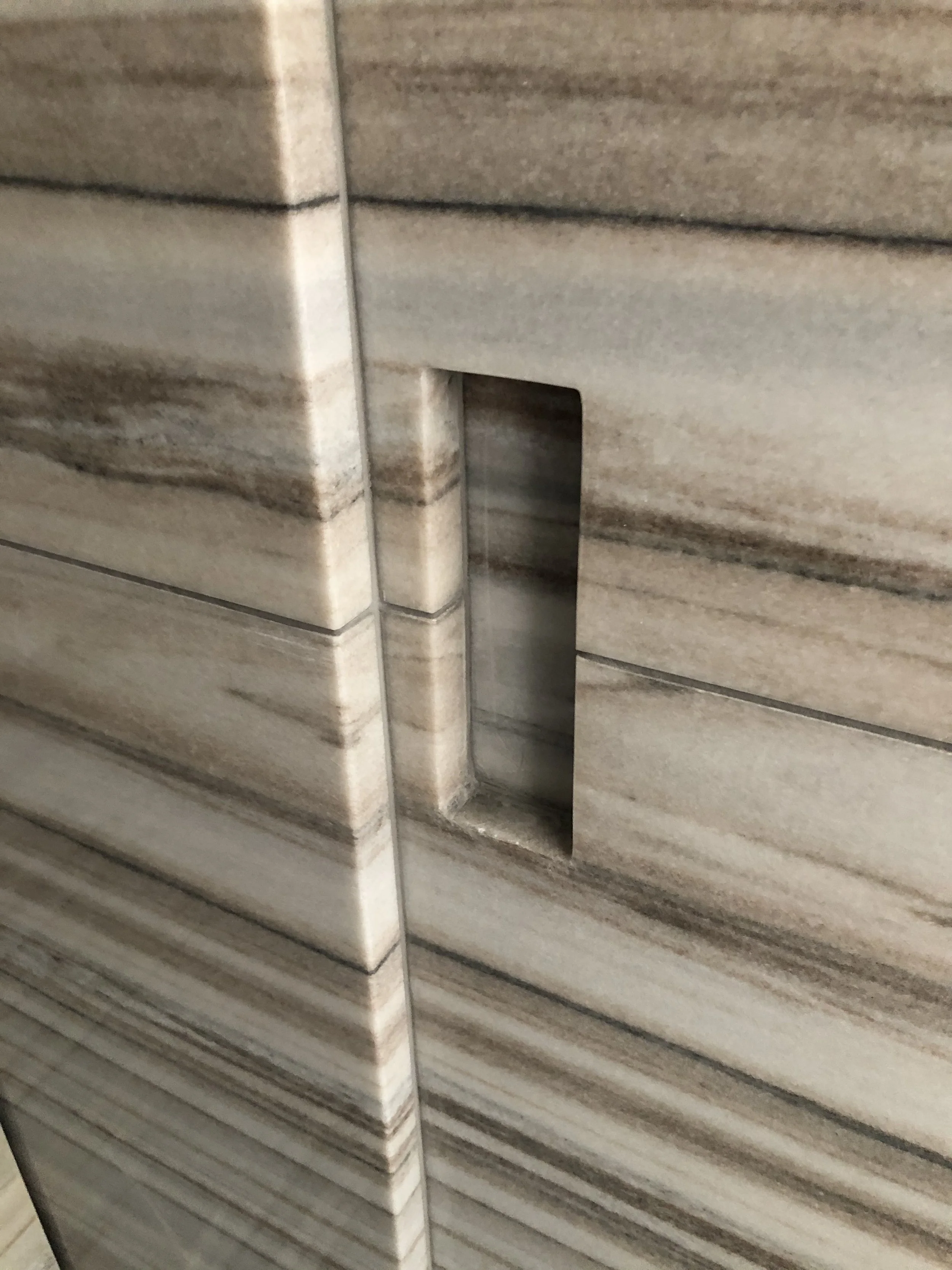 4th Floor Master Bathroom shower door handle recess detail