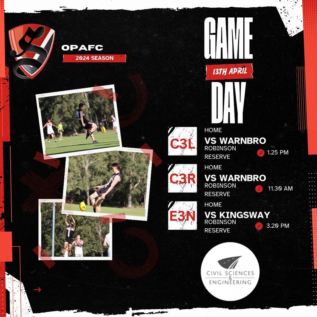 GameDay. 

Time for business down at Robinson, come support all 3 grades today as we build on a strong start to the year 🔴⚪️⚫️
#ohwhenthesaints #perthfooty