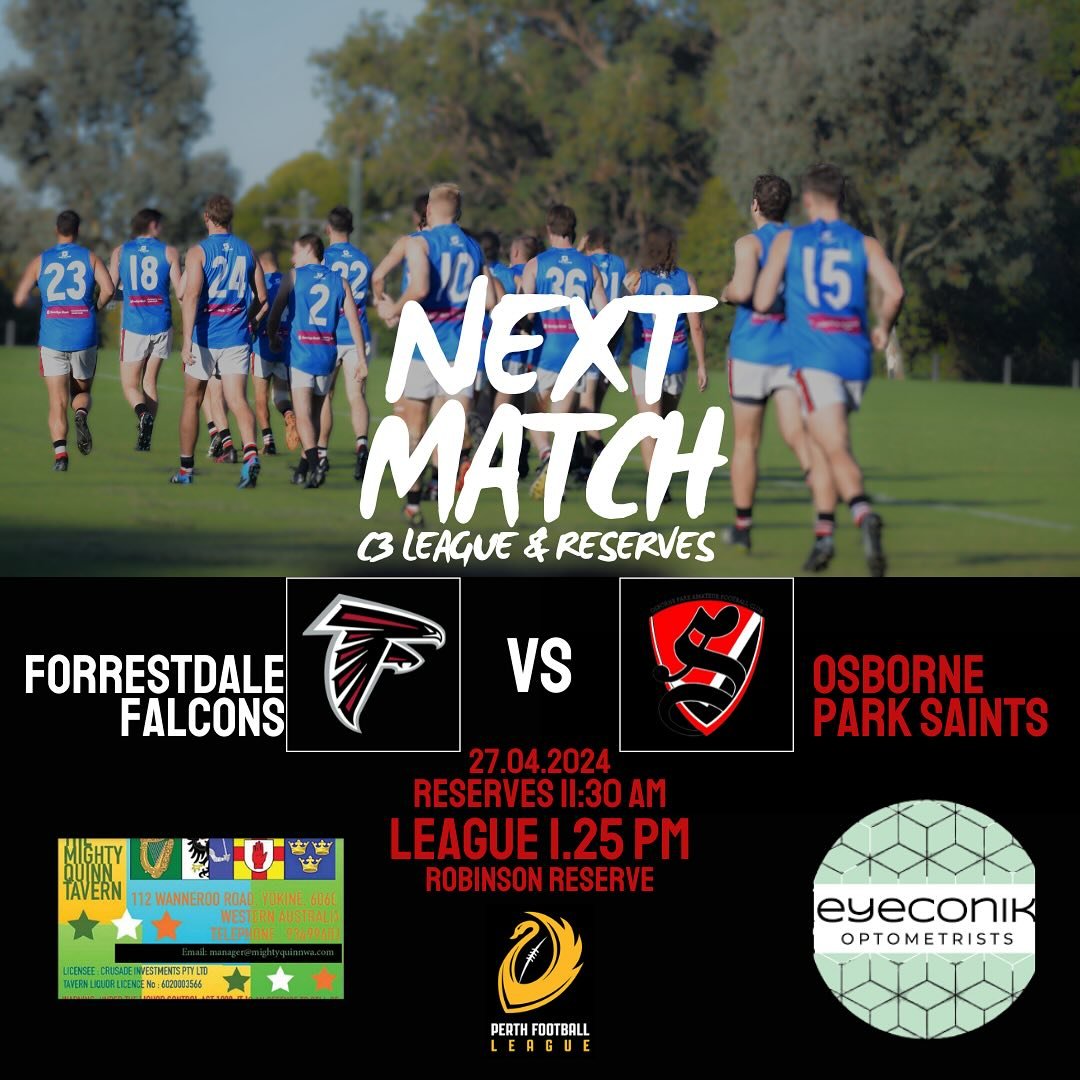 Second triple header of the year coming up. 

League and Reserves have a game against Forrestdale who are arguably our biggest rivals over the last few years. 

The Thirds, come up against Quinn&rsquo;s Districts in the final game of the day. 

Get d