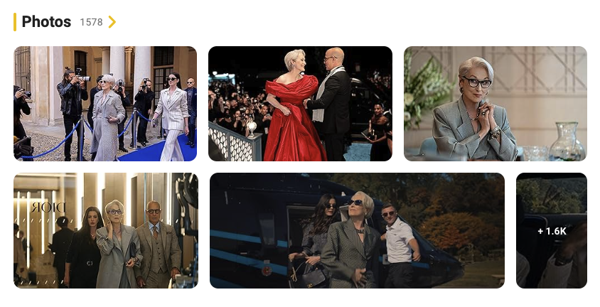 Meryl Streep's IMDb with six featured images from The Devil Wears Prada 2.