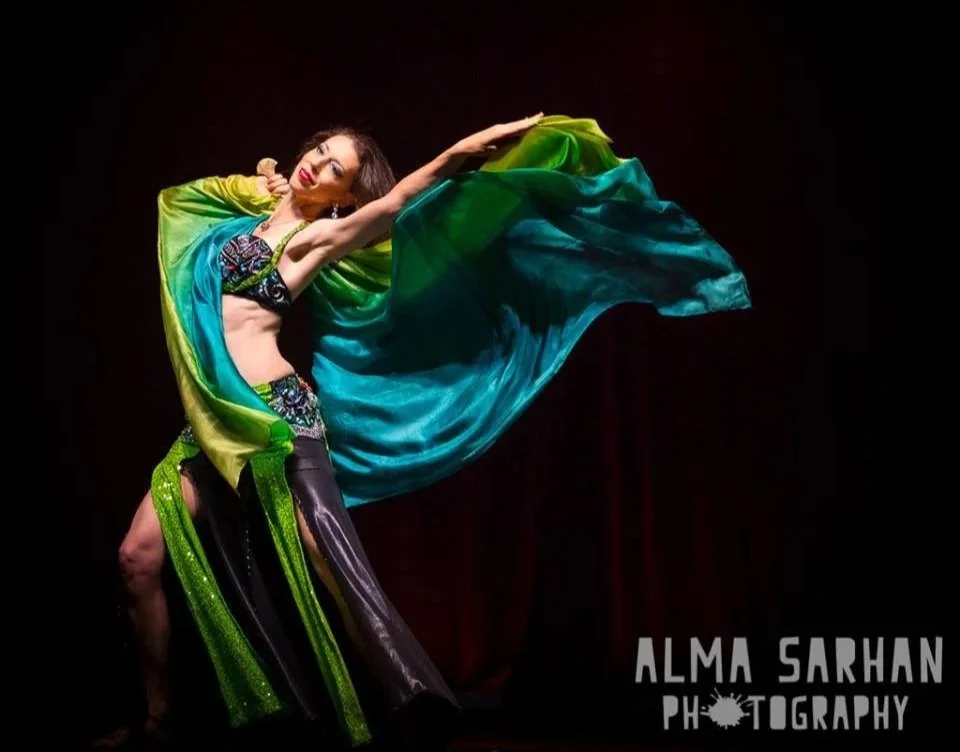 Rachel Bellydancer with silk veil