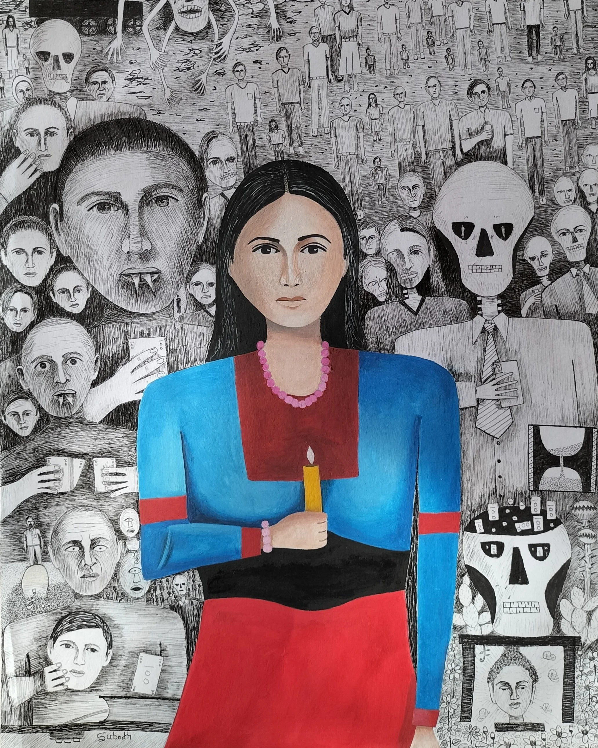 hope
gouache and ink on ivory paper
12/16 inches