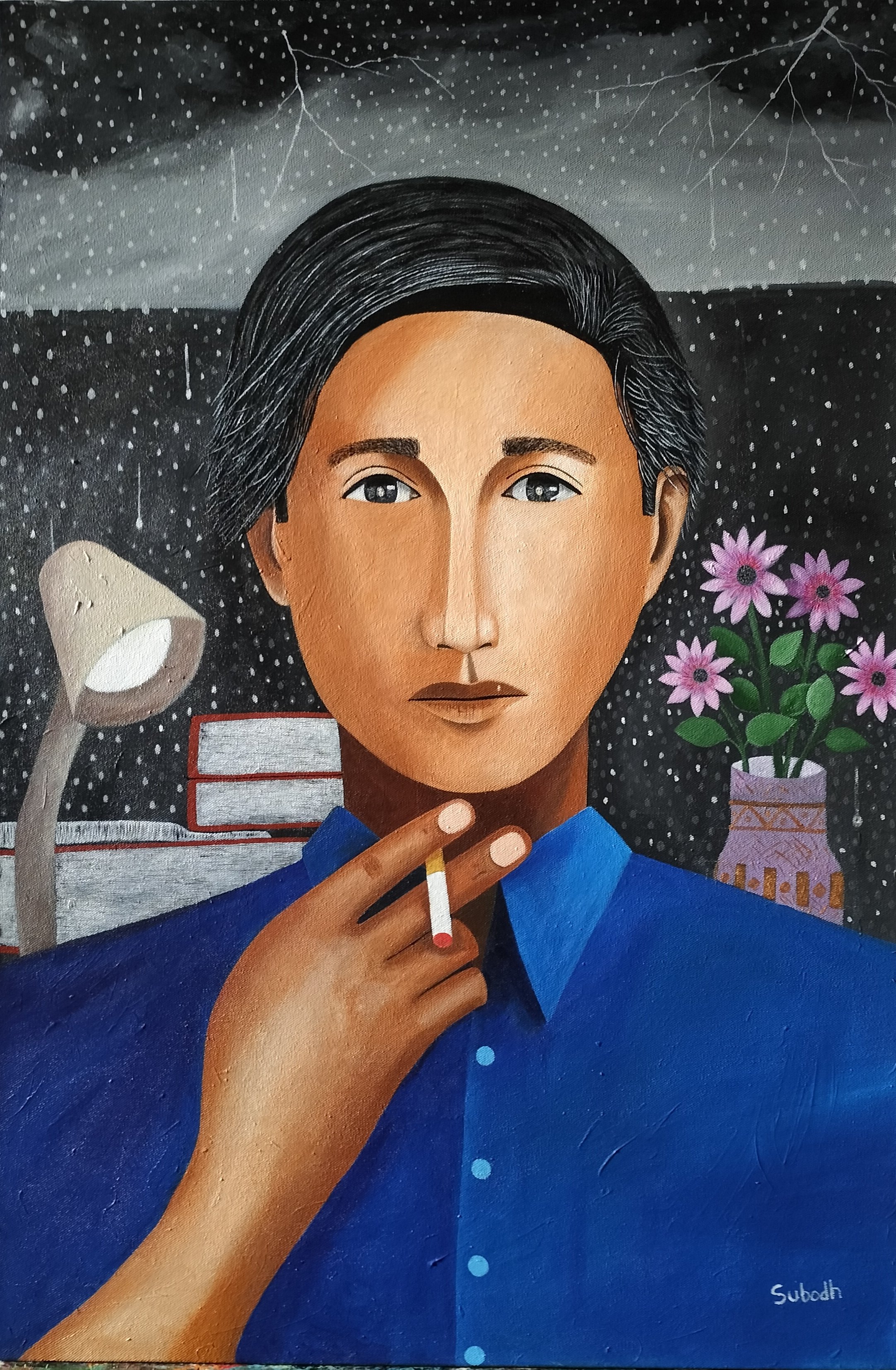 a rainy day 
acrylic on cotton
20/30 inches