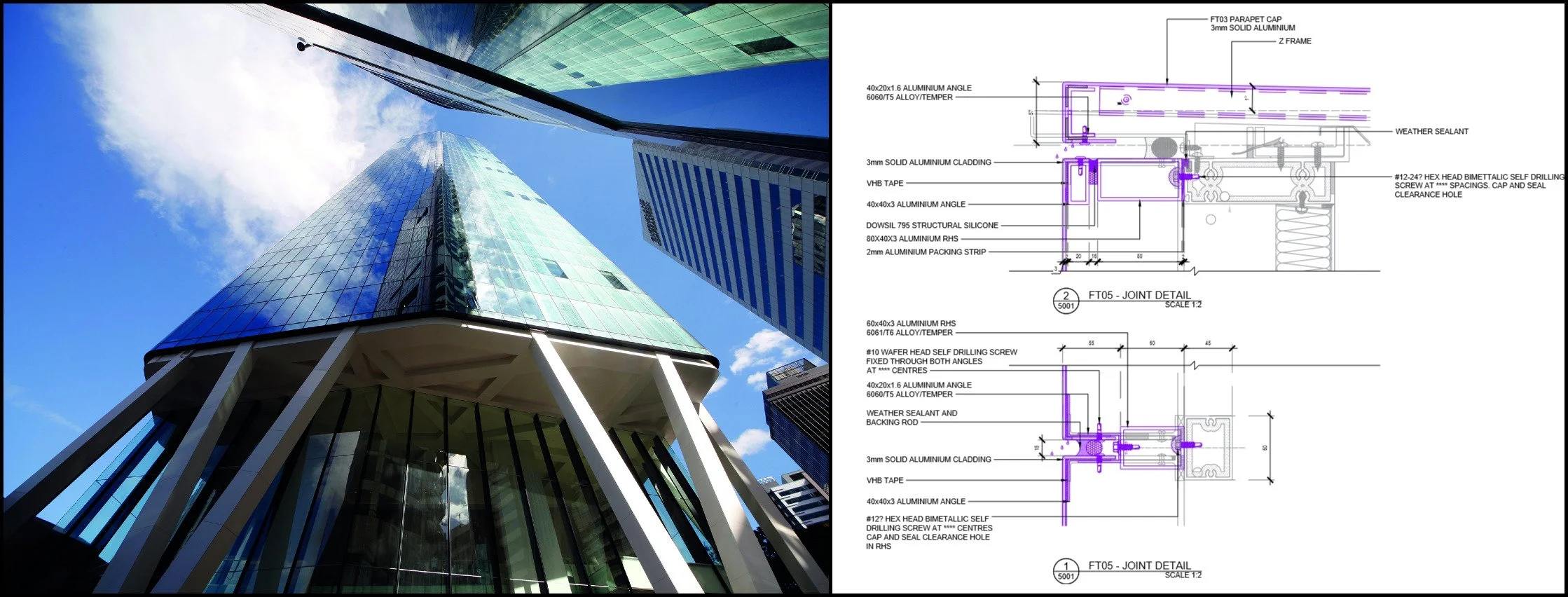 111 Eagle Street Brisbane with aluminium recladding workshop drawing details