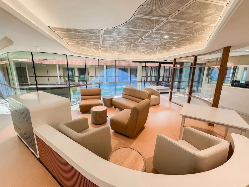 Completed interior courtyard glazing at The Queen Elizabeth Hospital Mental Health Rehabilitation Service